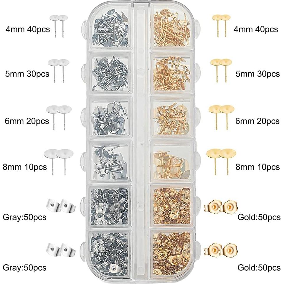 Kit de Aretes DIY 400 Piezas Acero Inoxidable Hipoalergénico