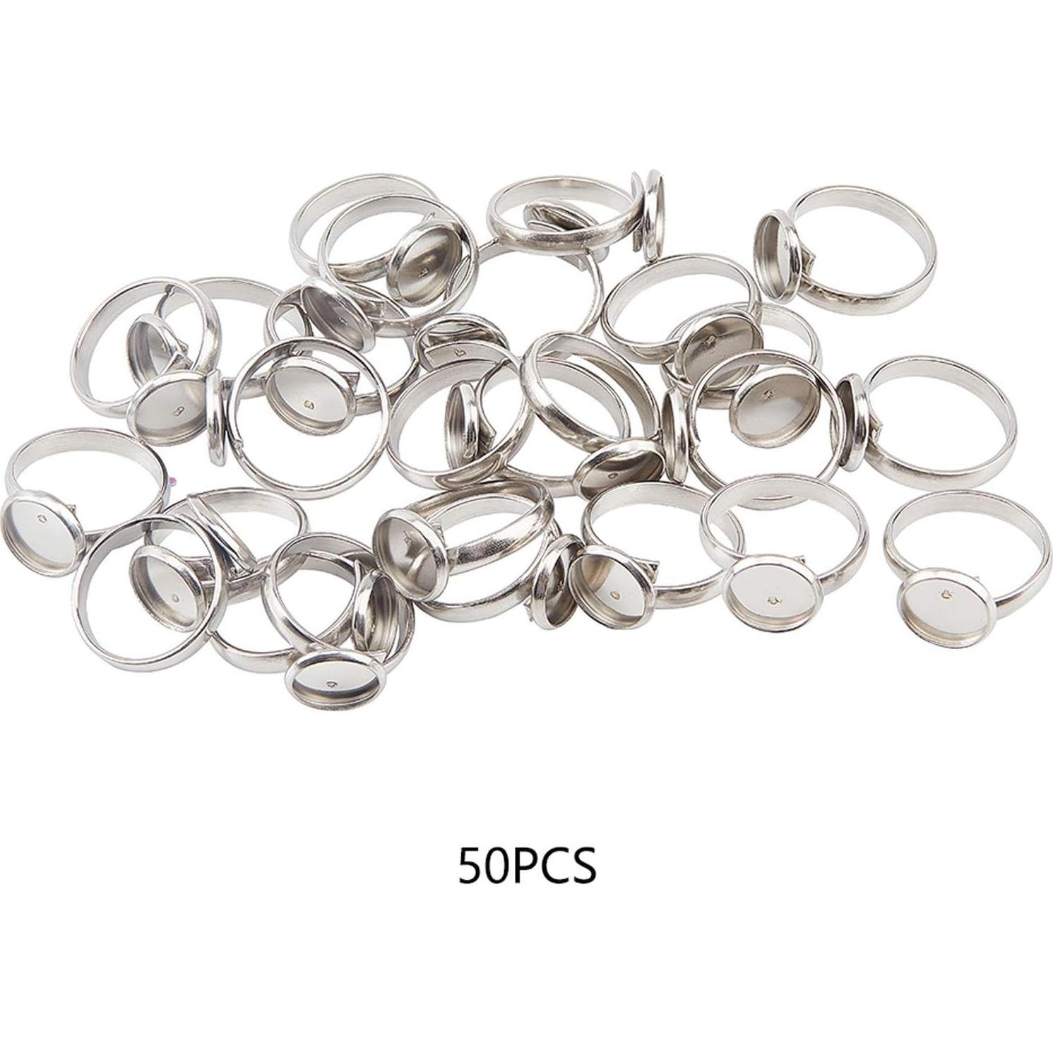 50 Anillos Ajustables de Acero Inoxidable PH PandaHall 10mm