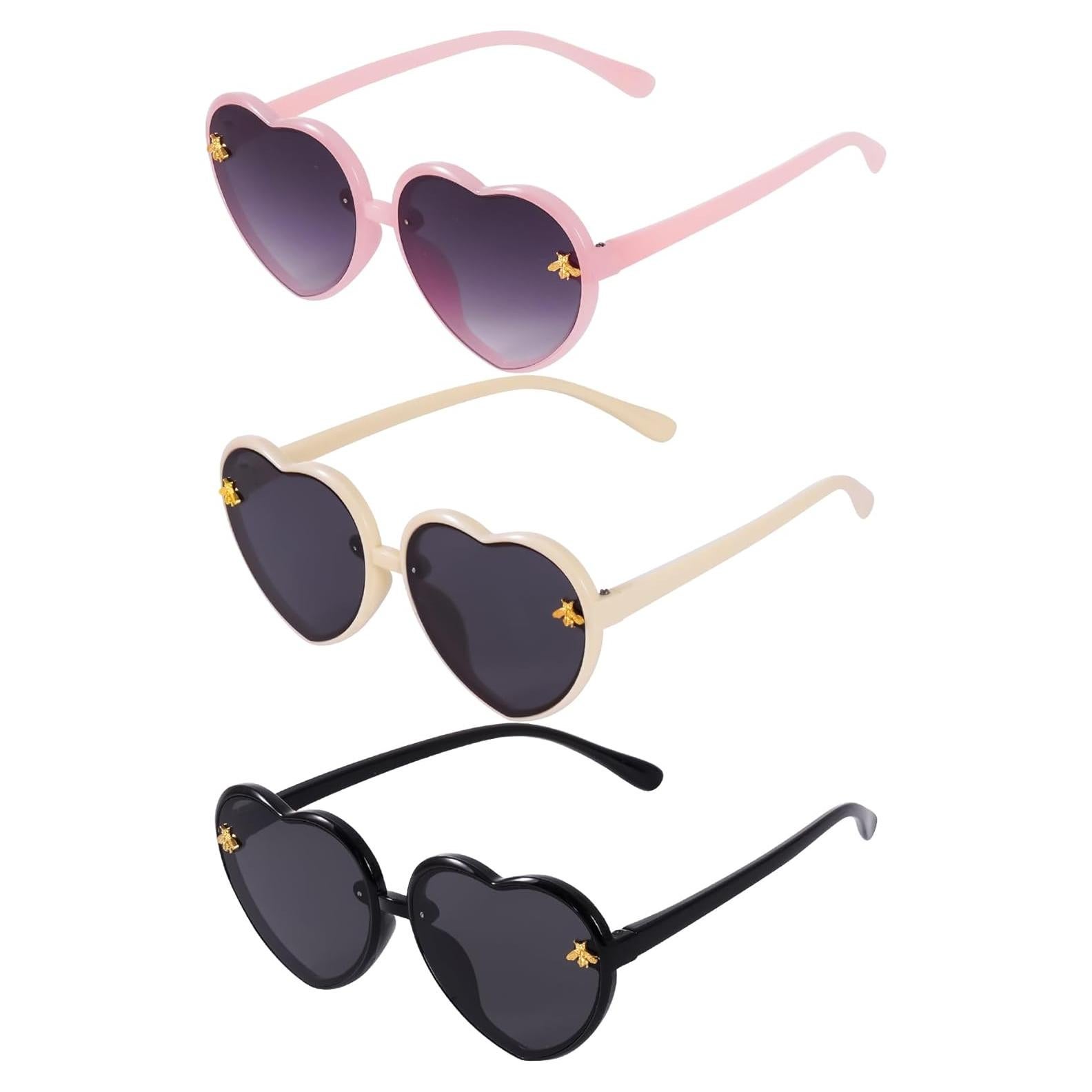 Gafas de Sol para Niños OBMWANG - 3 Piezas Corazón y Abeja