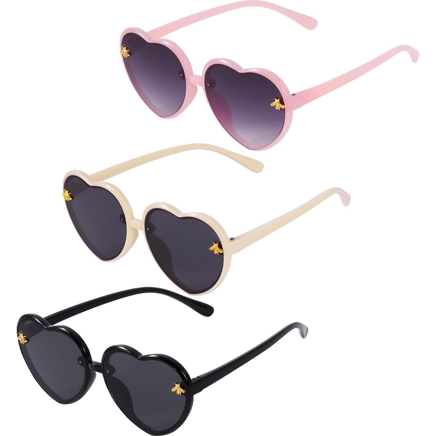 Gafas de Sol para Niños OBMWANG - 3 Piezas Corazón y Abeja