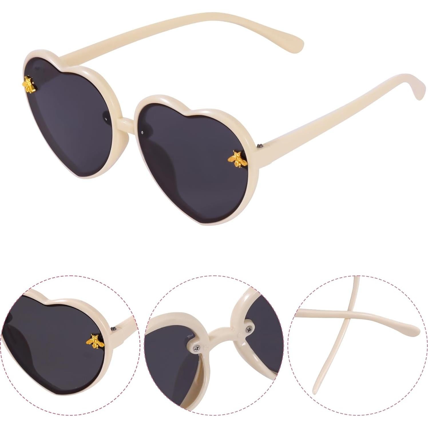 Gafas de Sol para Niños OBMWANG - 3 Piezas Corazón y Abeja