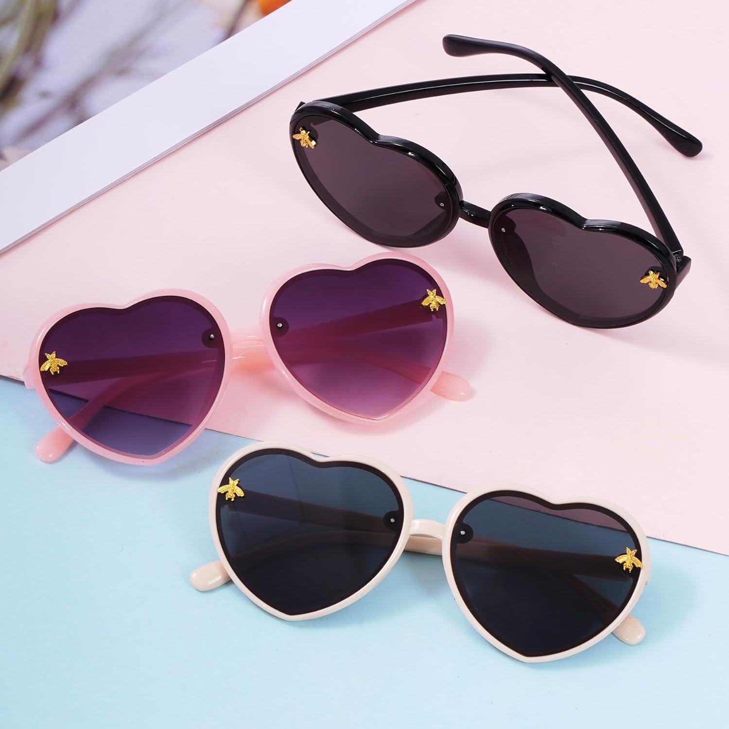 Gafas de Sol para Niños OBMWANG - 3 Piezas Corazón y Abeja