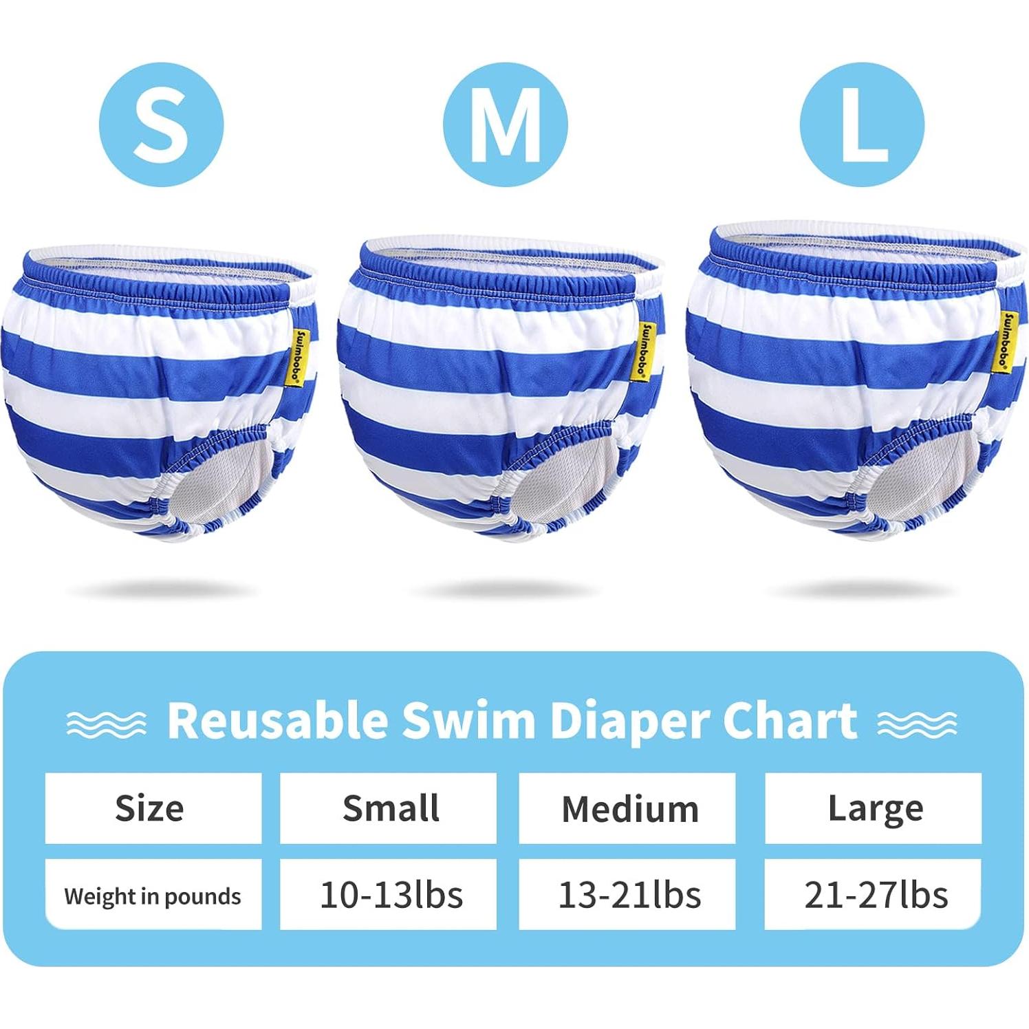 Pañal de Natación Reutilizable SWIMBOBO M Blanco+Azul 6-9 kg