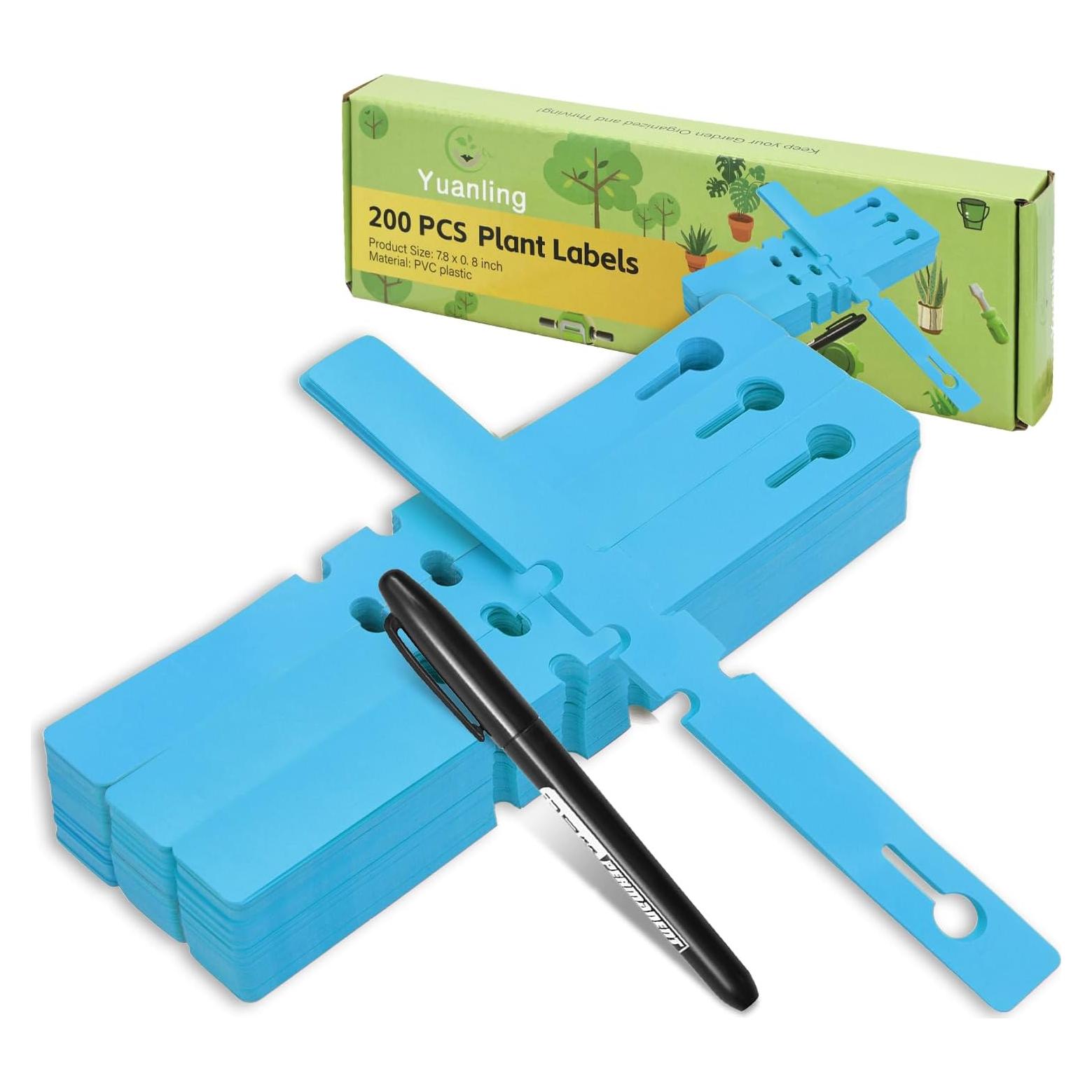 Etiquetas para Plantas 200 Pcs Yuanling Azul con Marcador