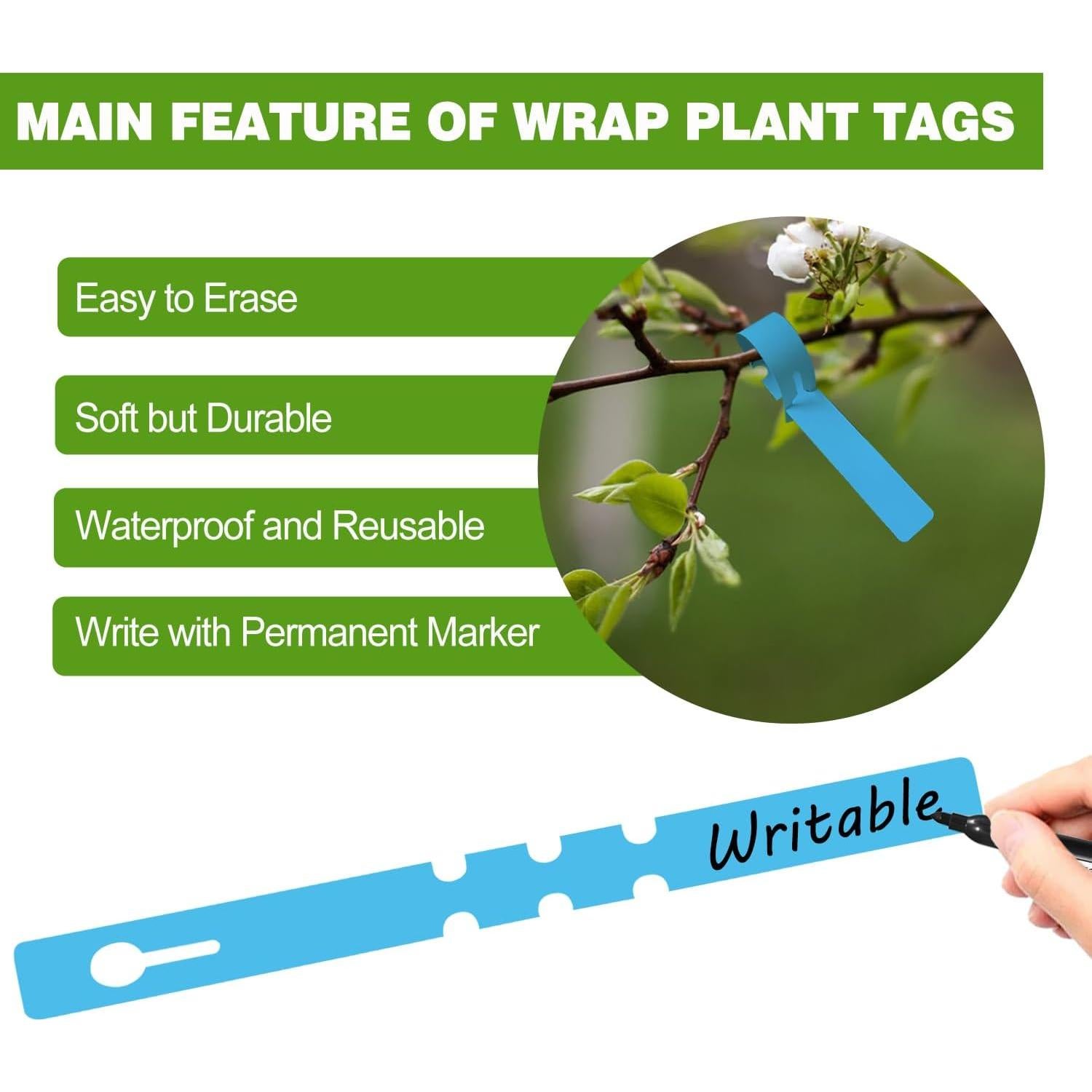 Etiquetas para Plantas 200 Pcs Yuanling Azul con Marcador