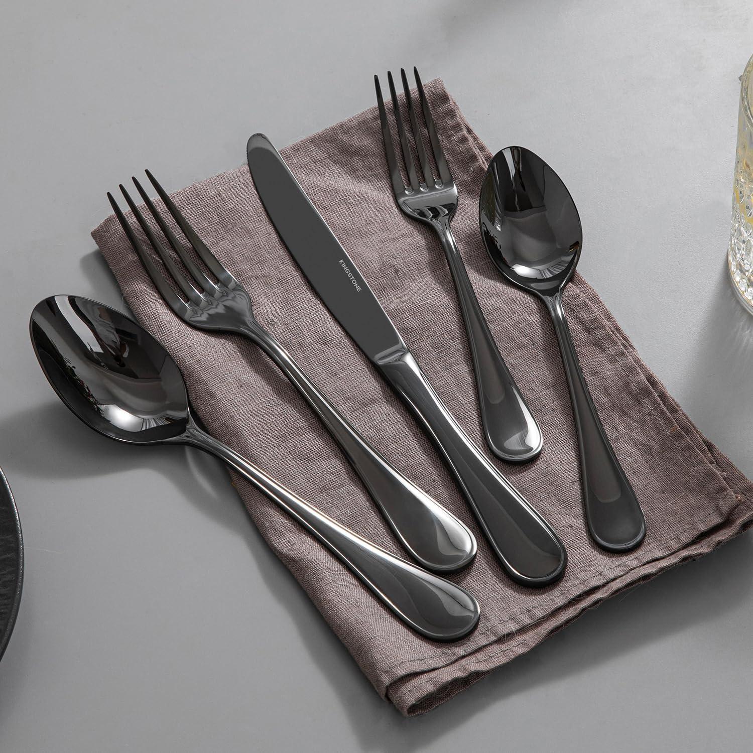 Juego de Cubiertos KINGSTONE 20 Piezas Acero Inoxidable Negro