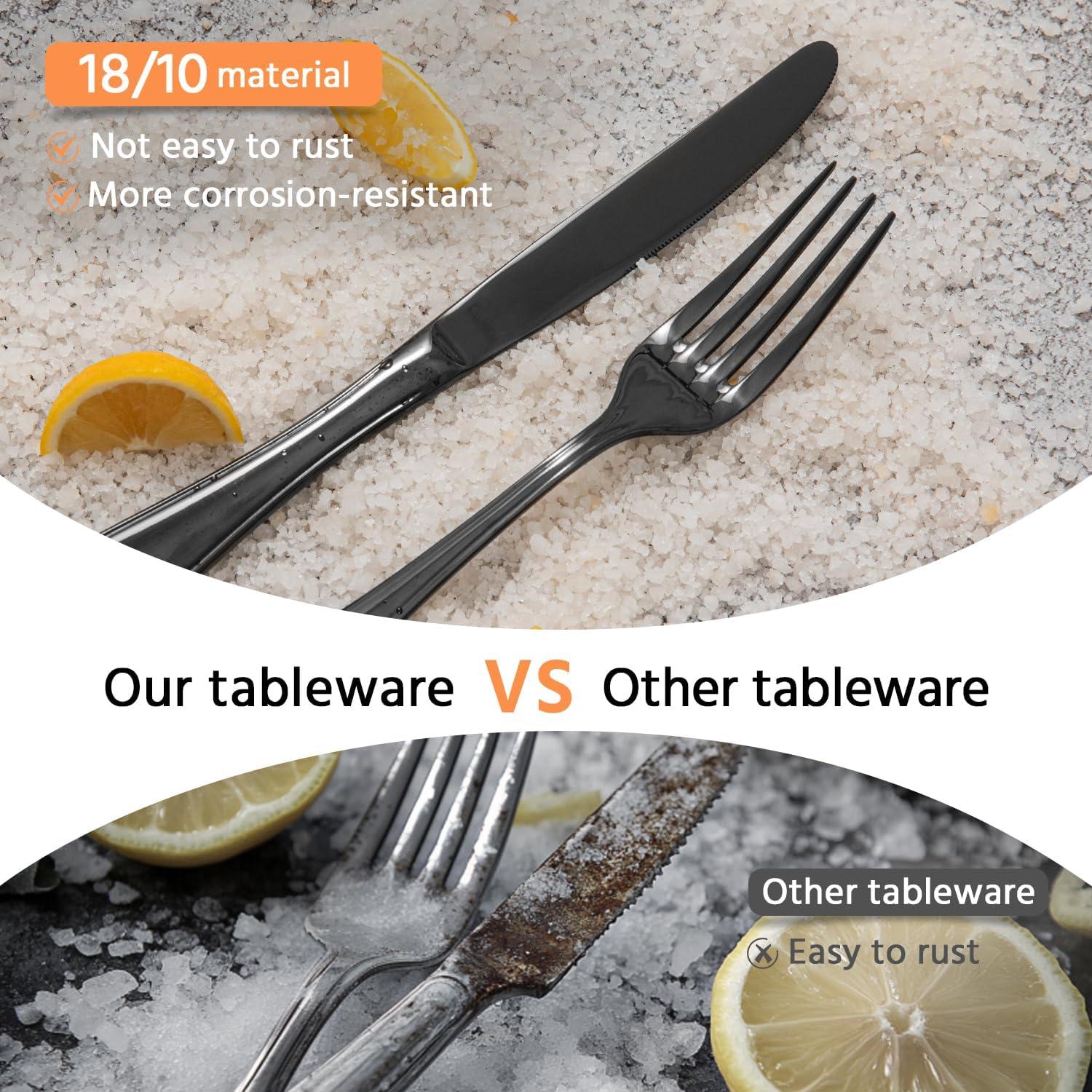 Juego de Cubiertos KINGSTONE 20 Piezas Acero Inoxidable Negro