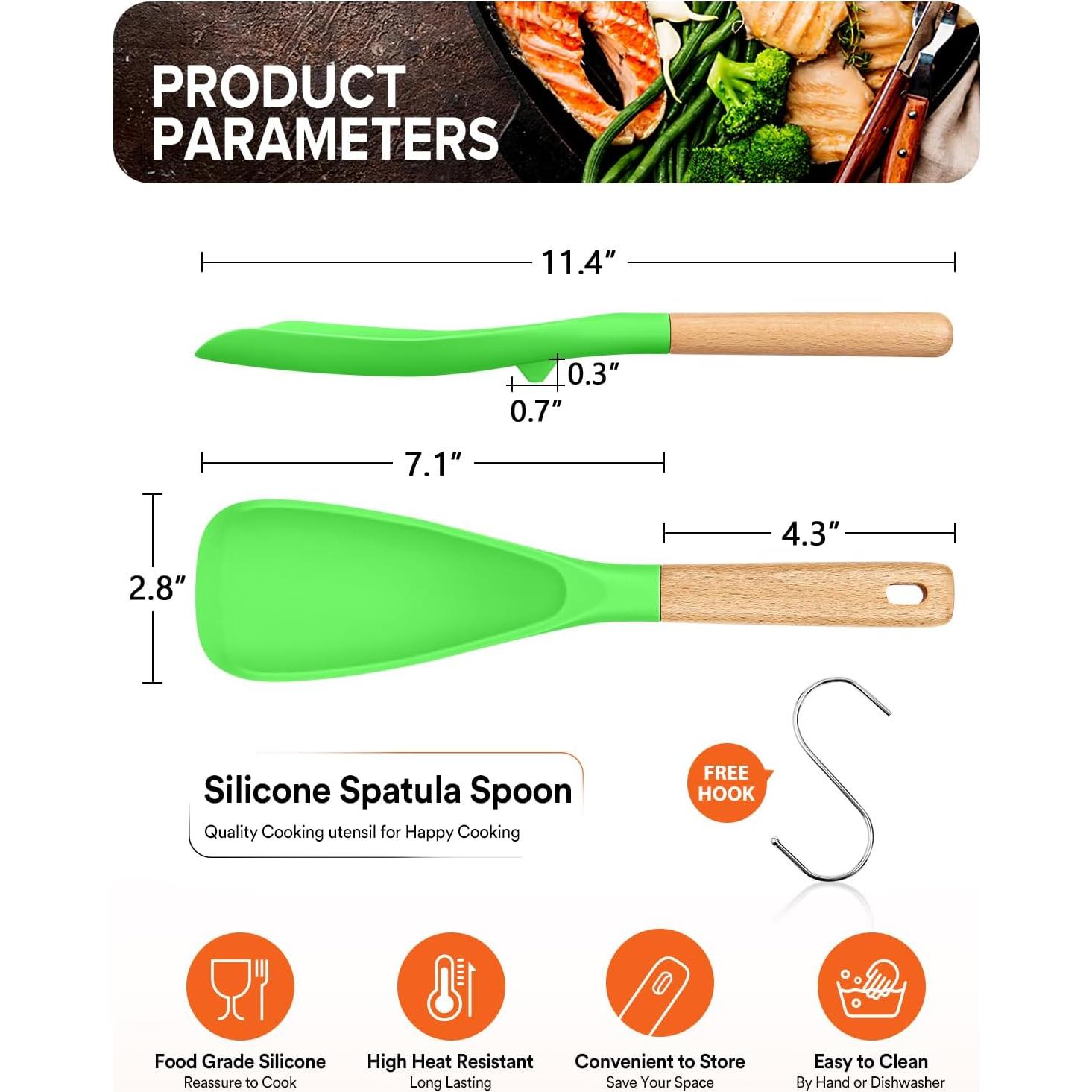 Cuchara de Cocina Badiano de Silicona Verde Manzana 29 cm