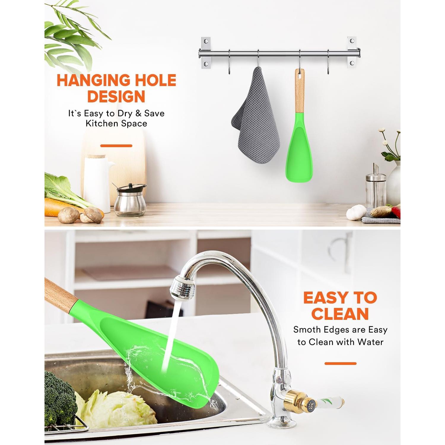 Cuchara de Cocina Badiano de Silicona Verde Manzana 29 cm