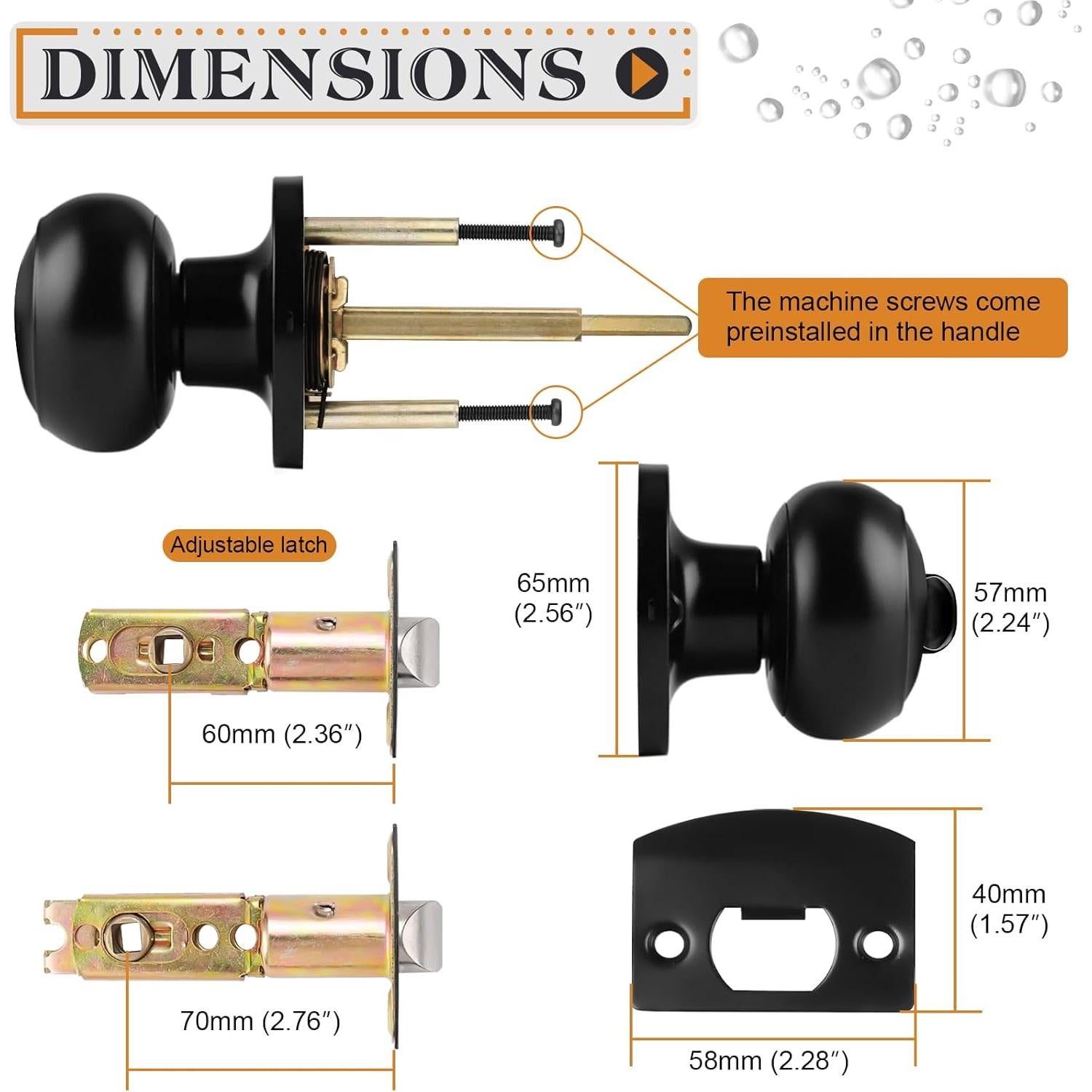 Manija de Puerta Interior Probrico Negro Mate con Cerradura