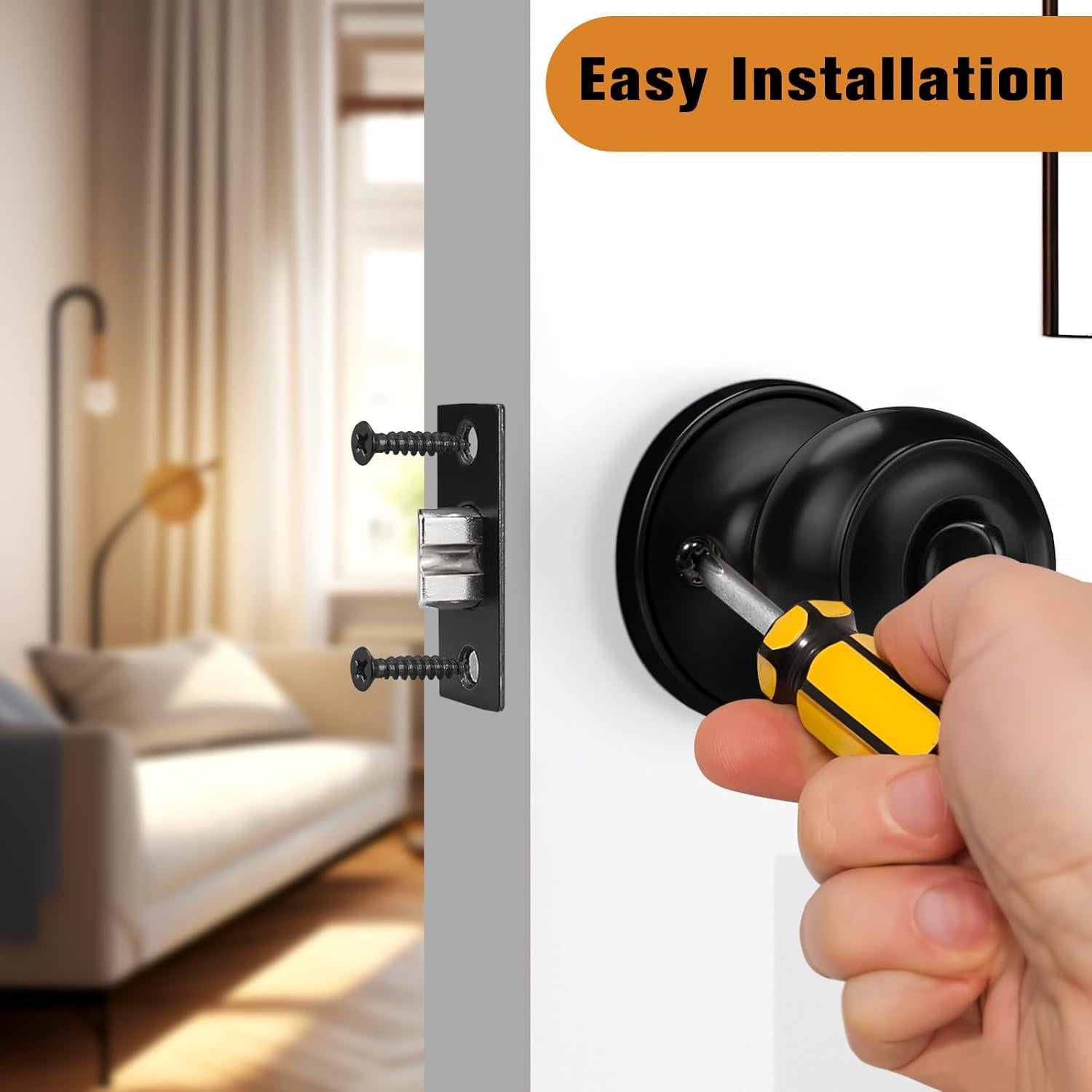 Manija de Puerta Interior Probrico Negro Mate con Cerradura