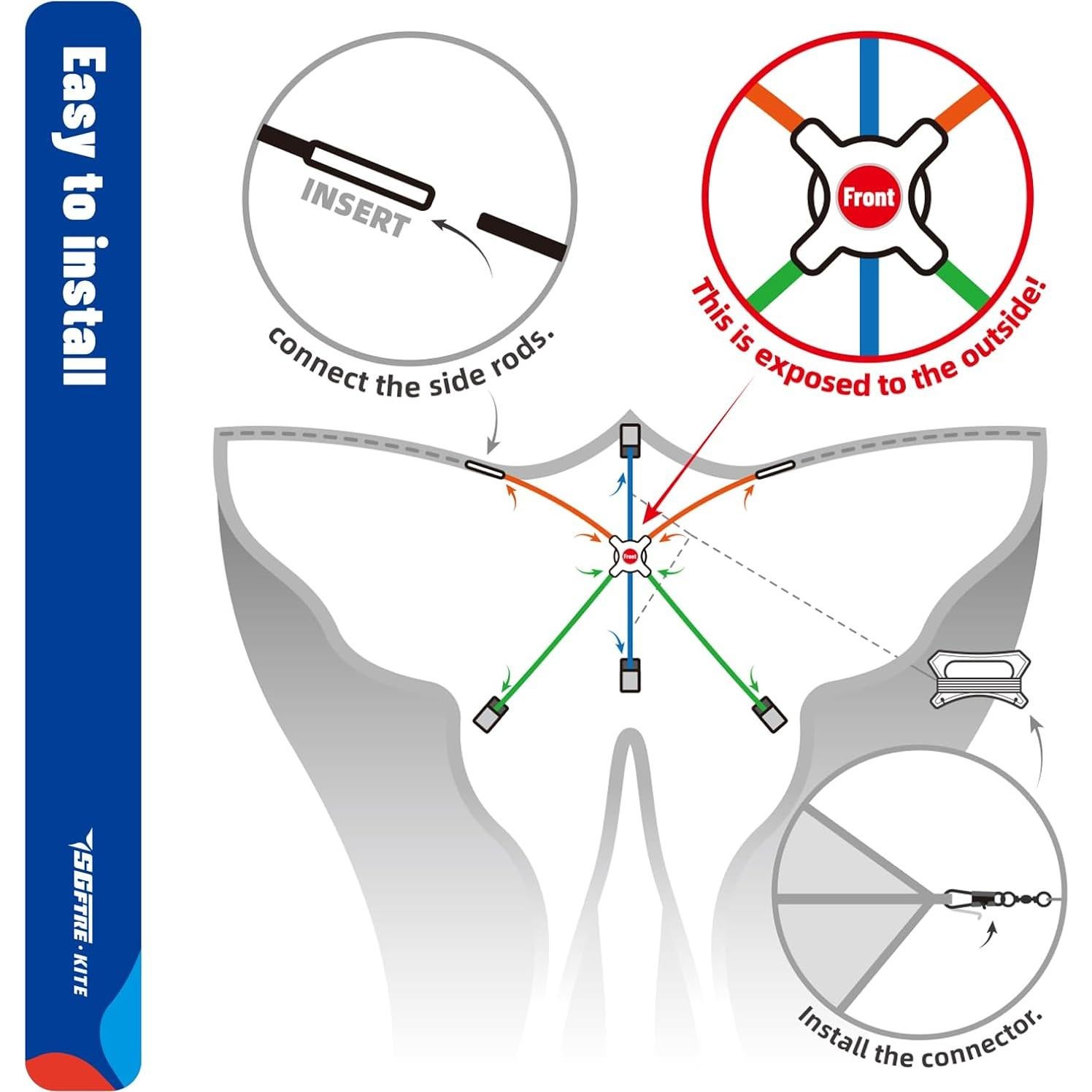 Cometa Mariposa de Tul Verde SGftre 139.7x289.6 cm Fácil de Volar