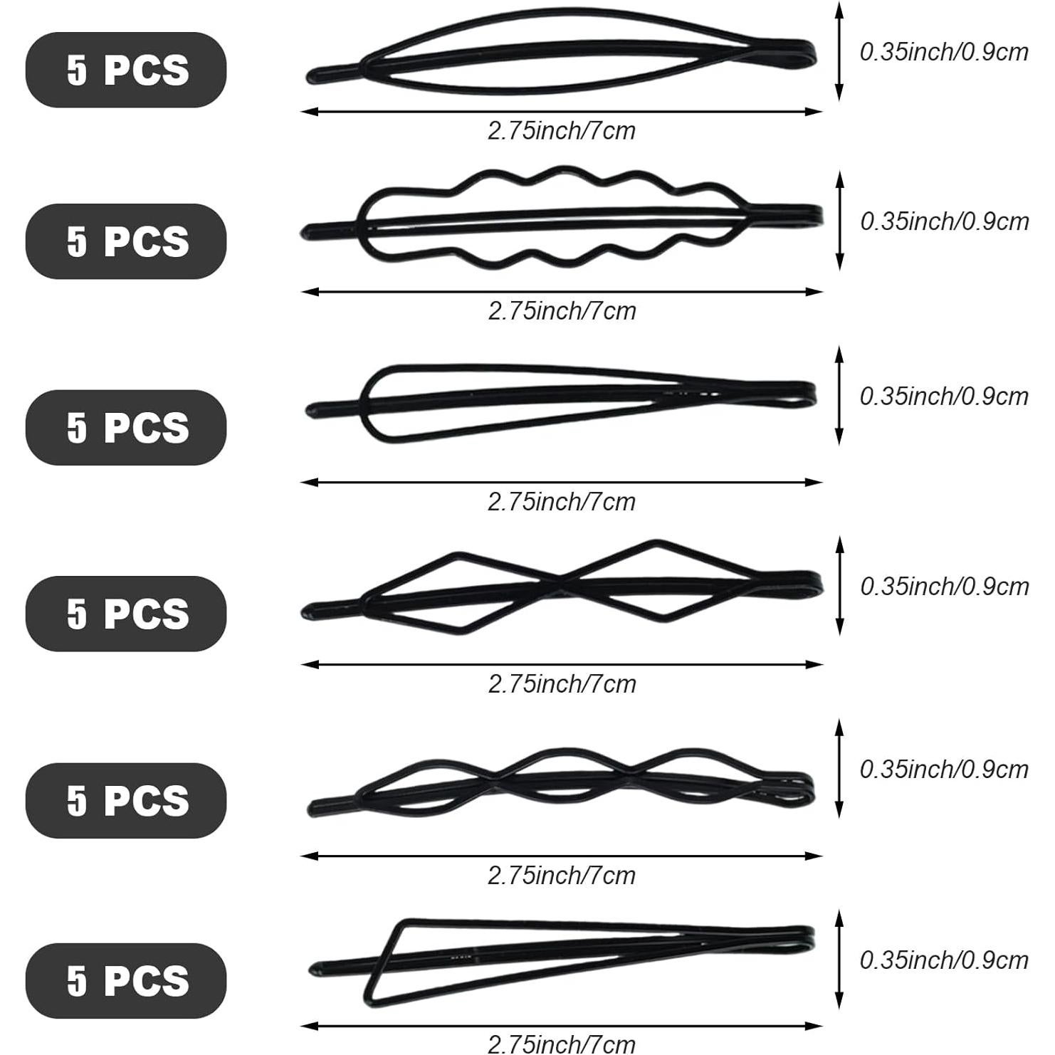30 Clips de Pelo Metálicos Geométricos SHEHARUHI 6 Estilos