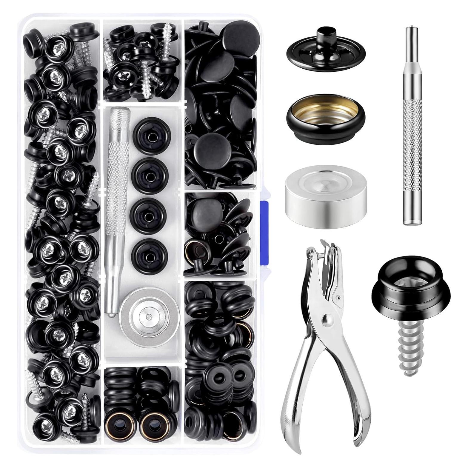 Kit de Botones de Presión Hicdaw 155 Piezas Acero Inoxidable