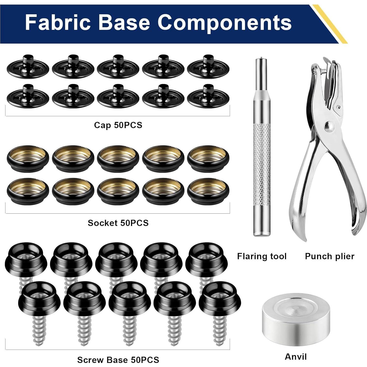 Kit de Botones de Presión Hicdaw 155 Piezas Acero Inoxidable
