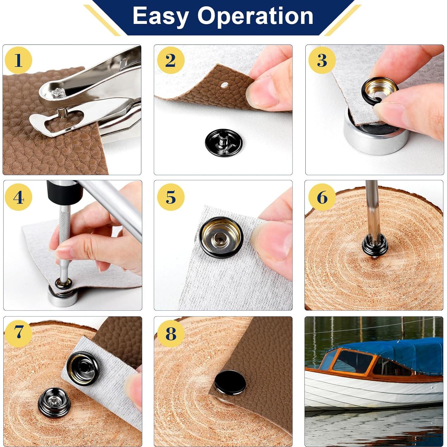 Kit de Botones de Presión Hicdaw 155 Piezas Acero Inoxidable