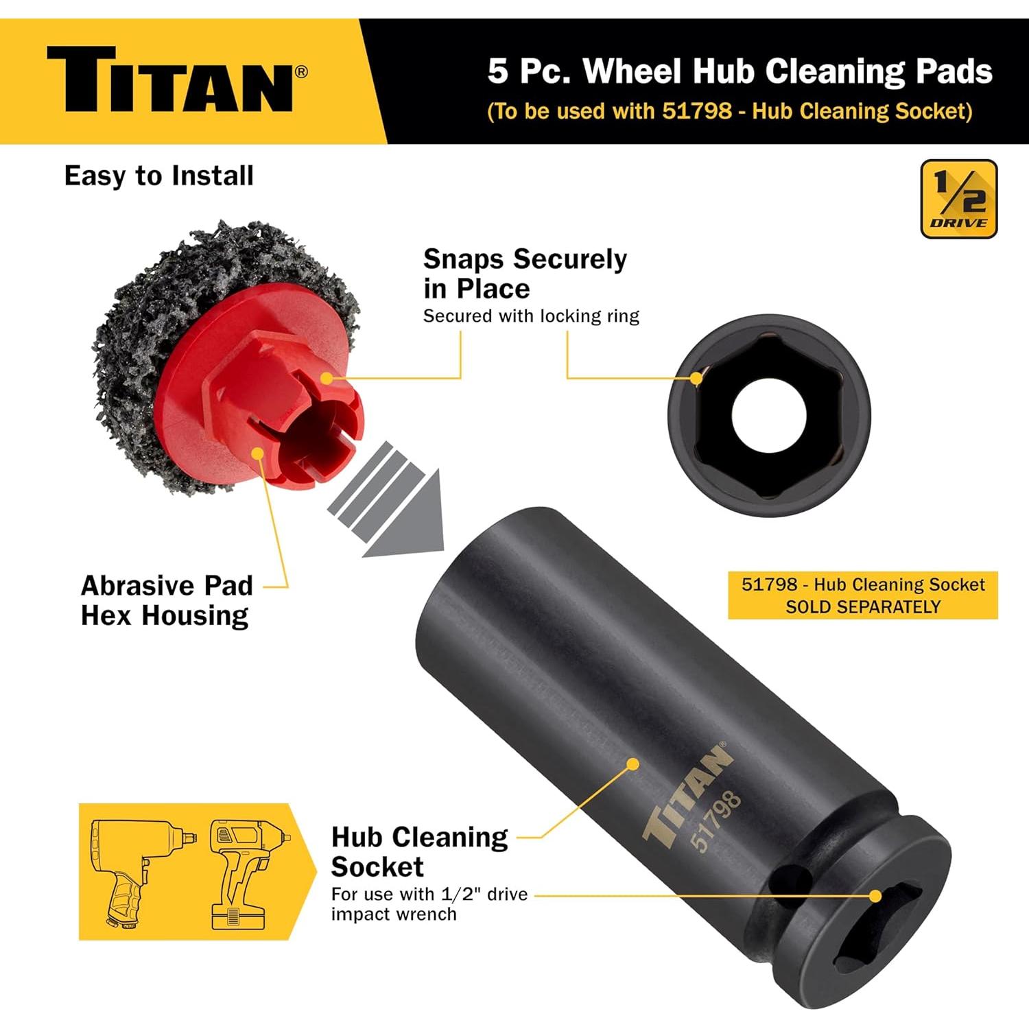 Set de Almohadillas de Limpieza Titan 51799 - 5 Piezas 5.08 cm