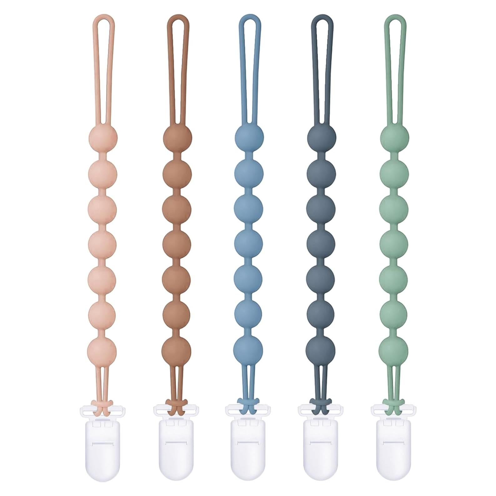 Clip de Chupete de Silicona 100% Grado Alimenticio - Paquete de 5