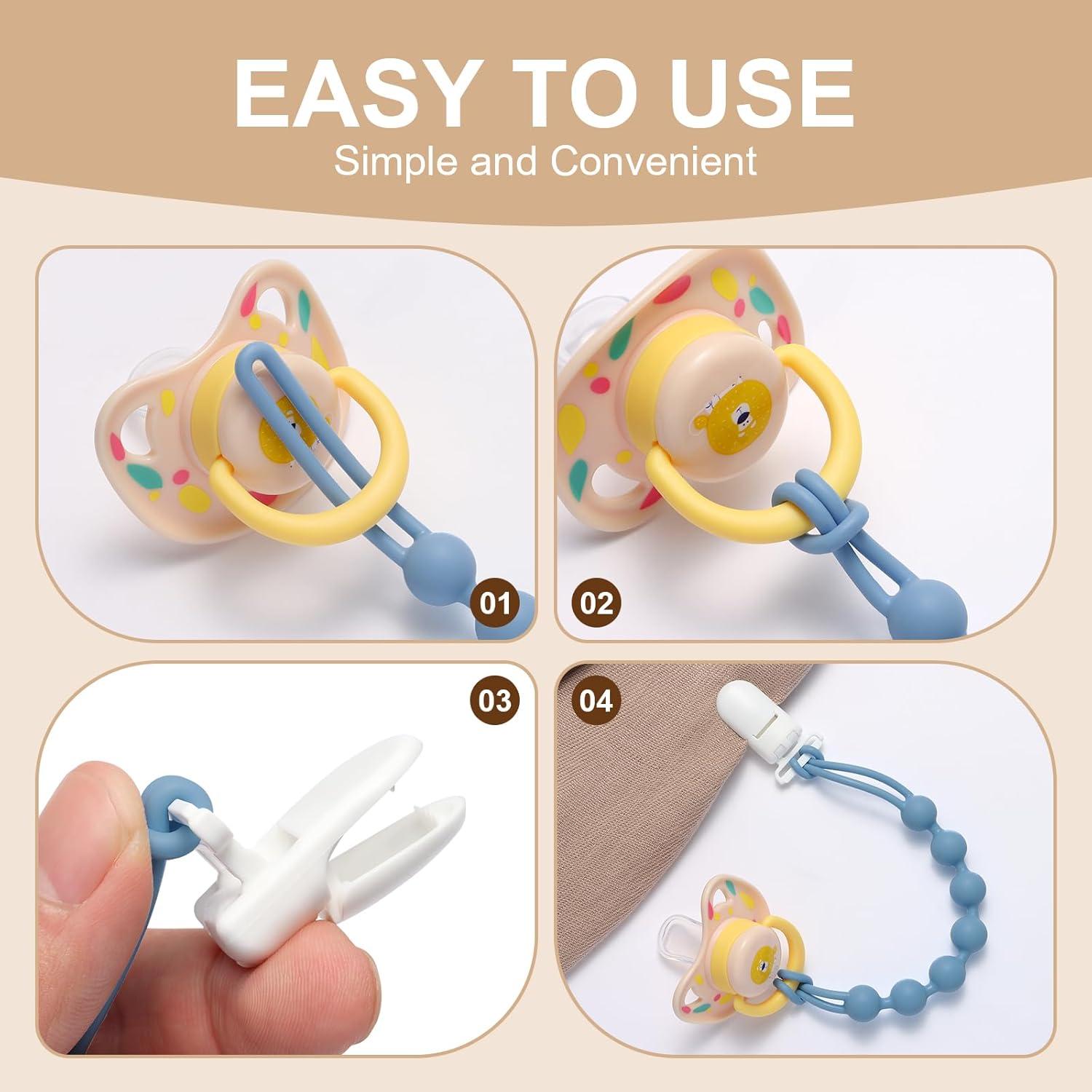 Clip de Chupete de Silicona 100% Grado Alimenticio - Paquete de 5