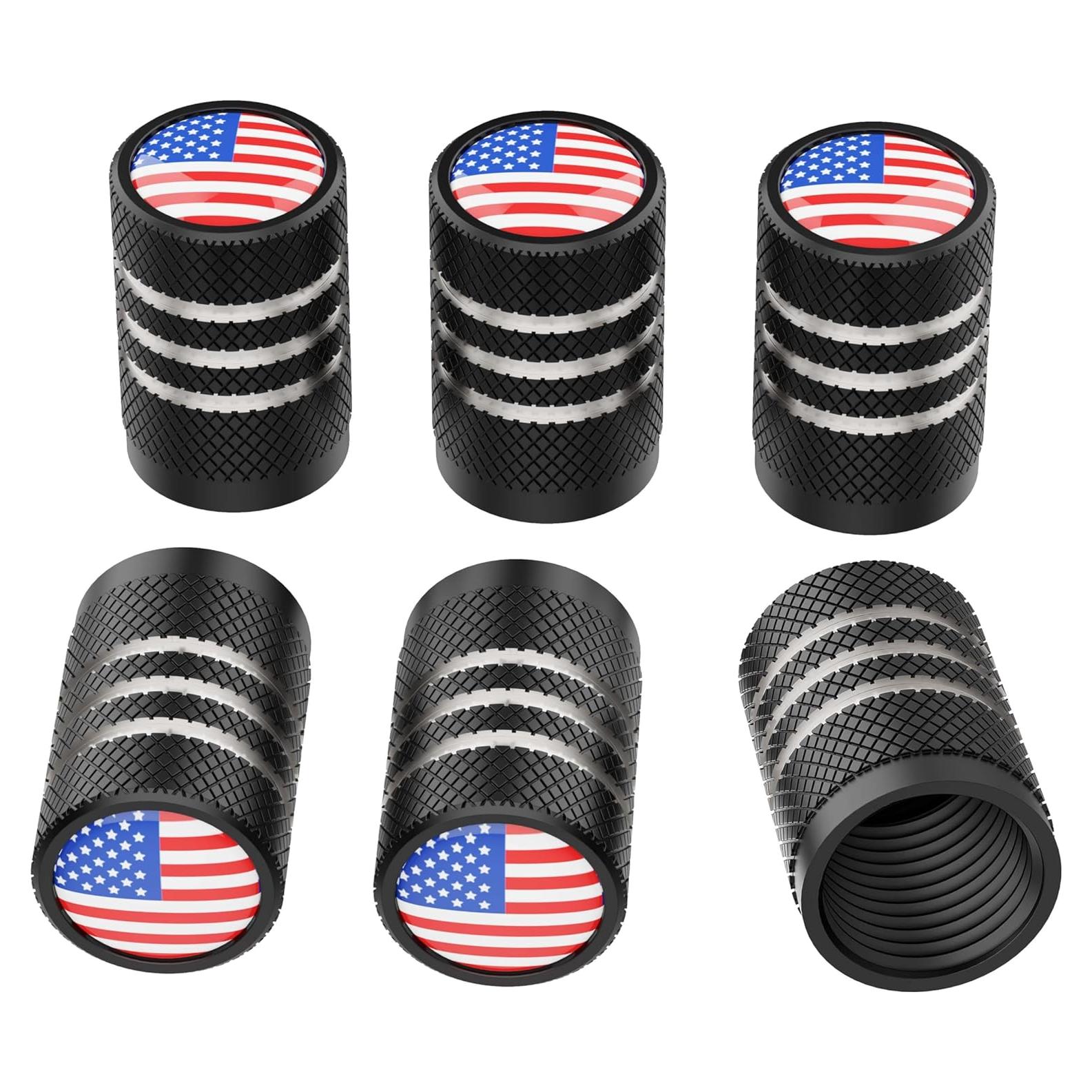 Tapas de Válvula de Neumático RVPNR - Paquete de 6 Aluminio Negro