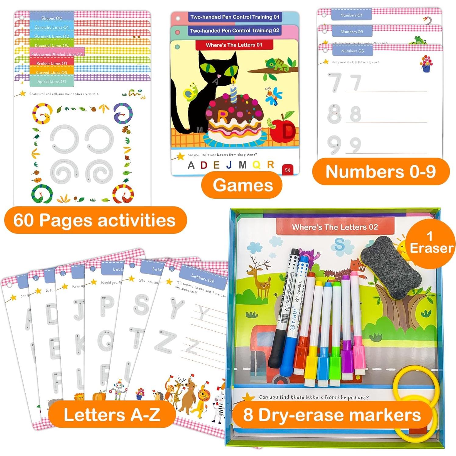 Tarjetas de Aprendizaje ElitePanda - 30 Tarjetas Borrado Seco