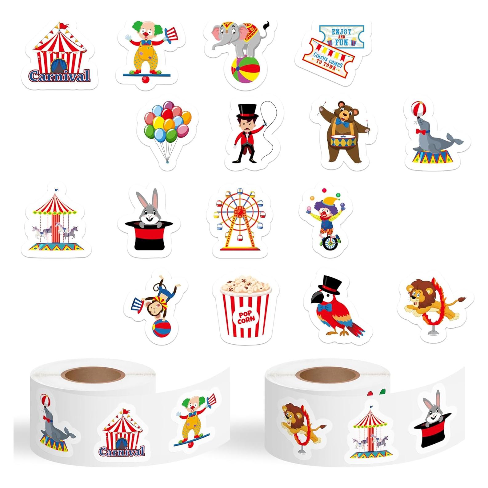Rollos de Stickers de Circo Haooryx - 1000pcs Impermeables