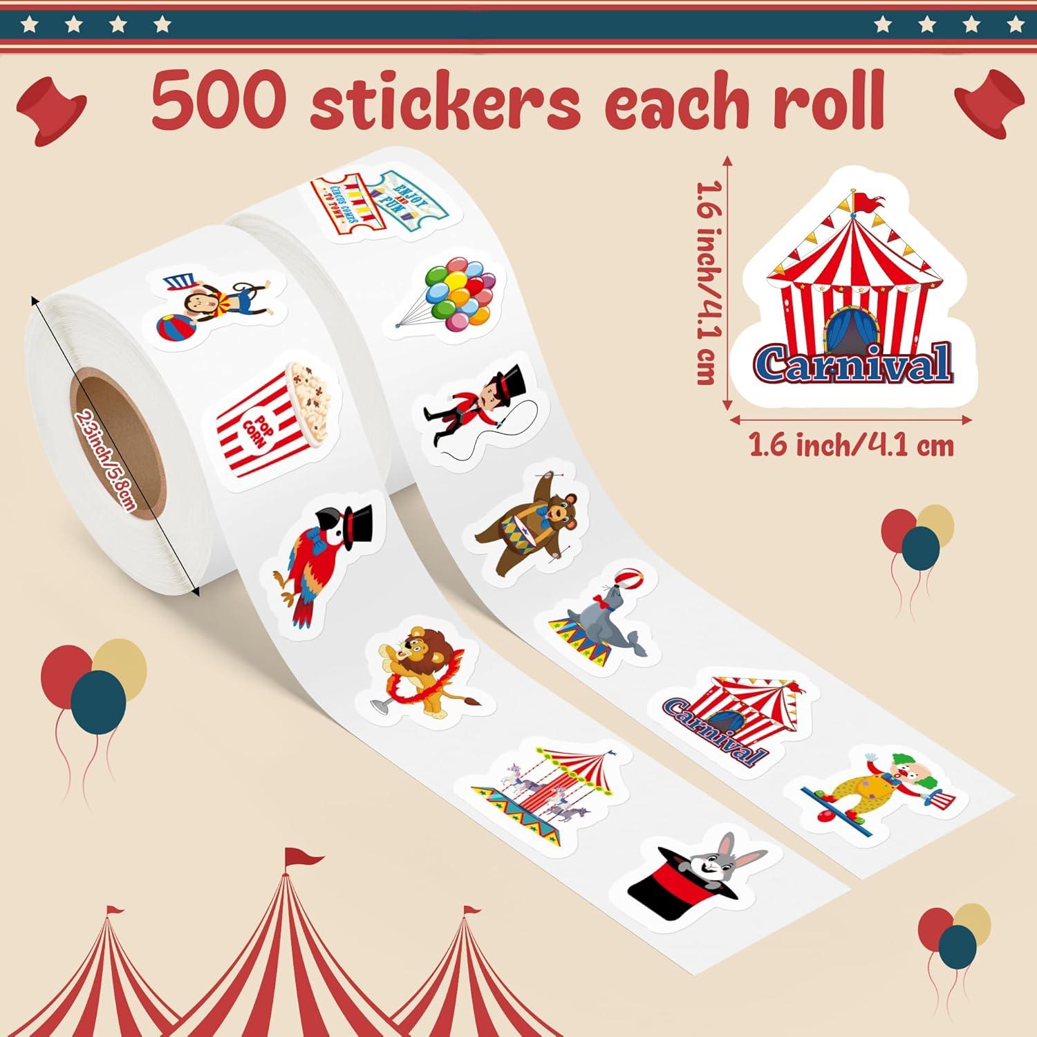 Rollos de Stickers de Circo Haooryx - 1000pcs Impermeables