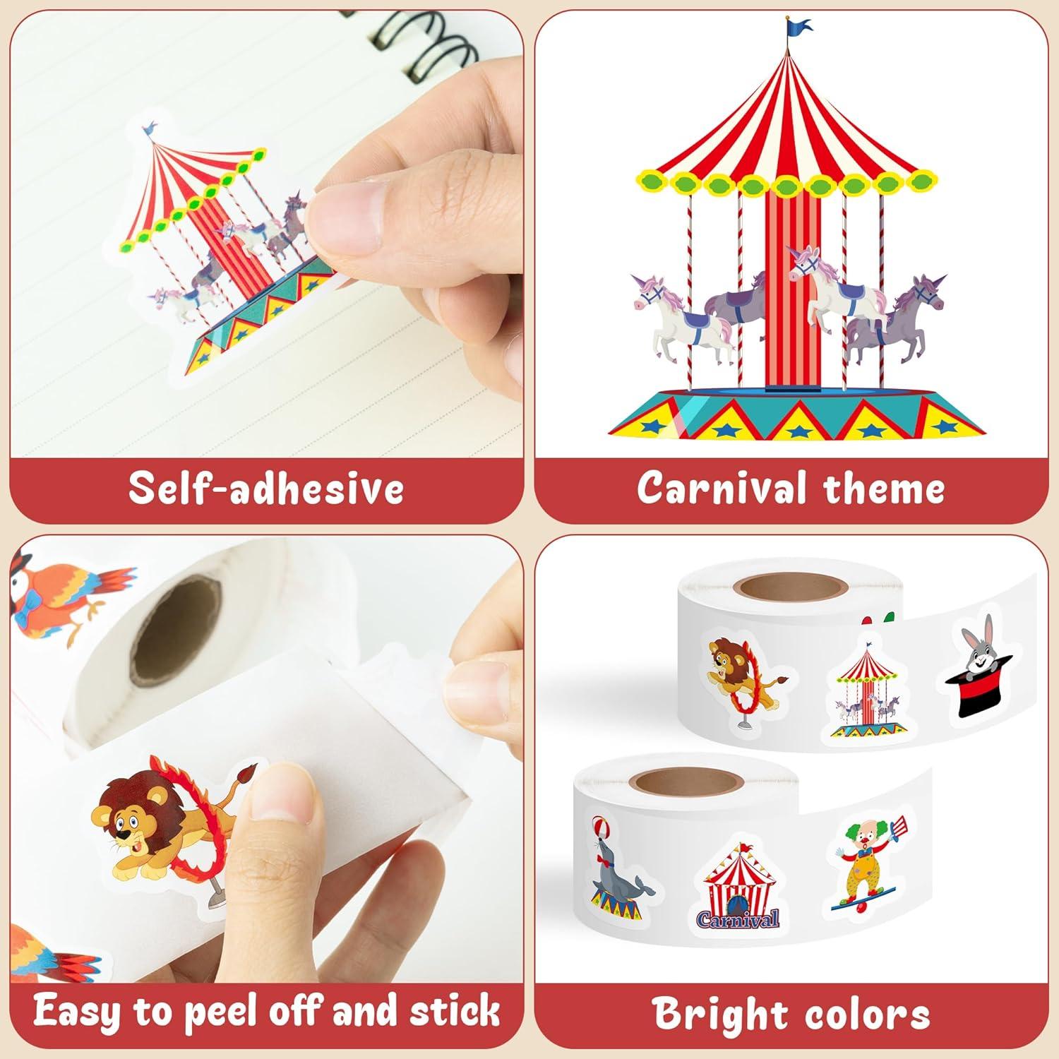 Rollos de Stickers de Circo Haooryx - 1000pcs Impermeables