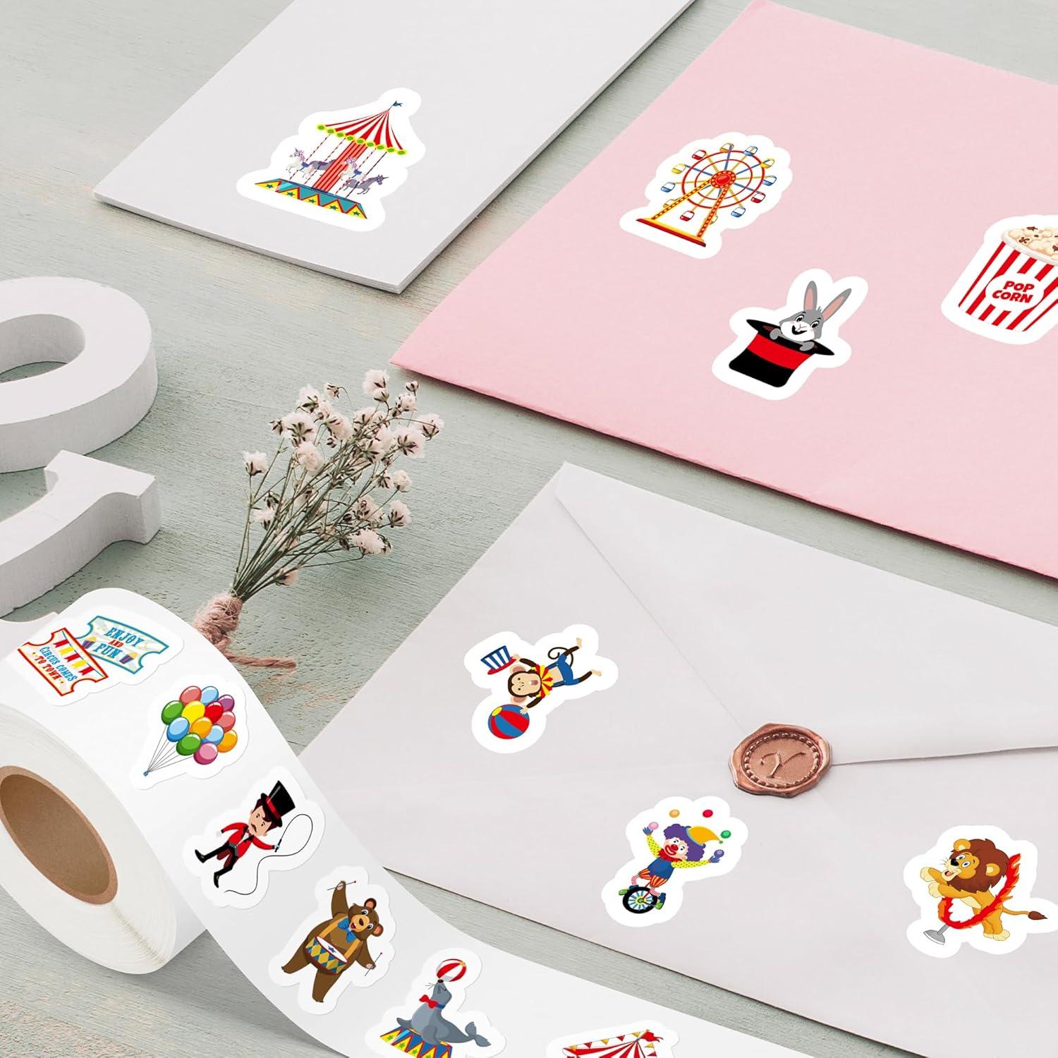 Rollos de Stickers de Circo Haooryx - 1000pcs Impermeables