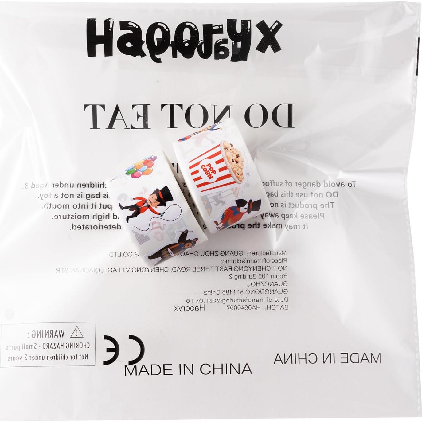 Rollos de Stickers de Circo Haooryx - 1000pcs Impermeables