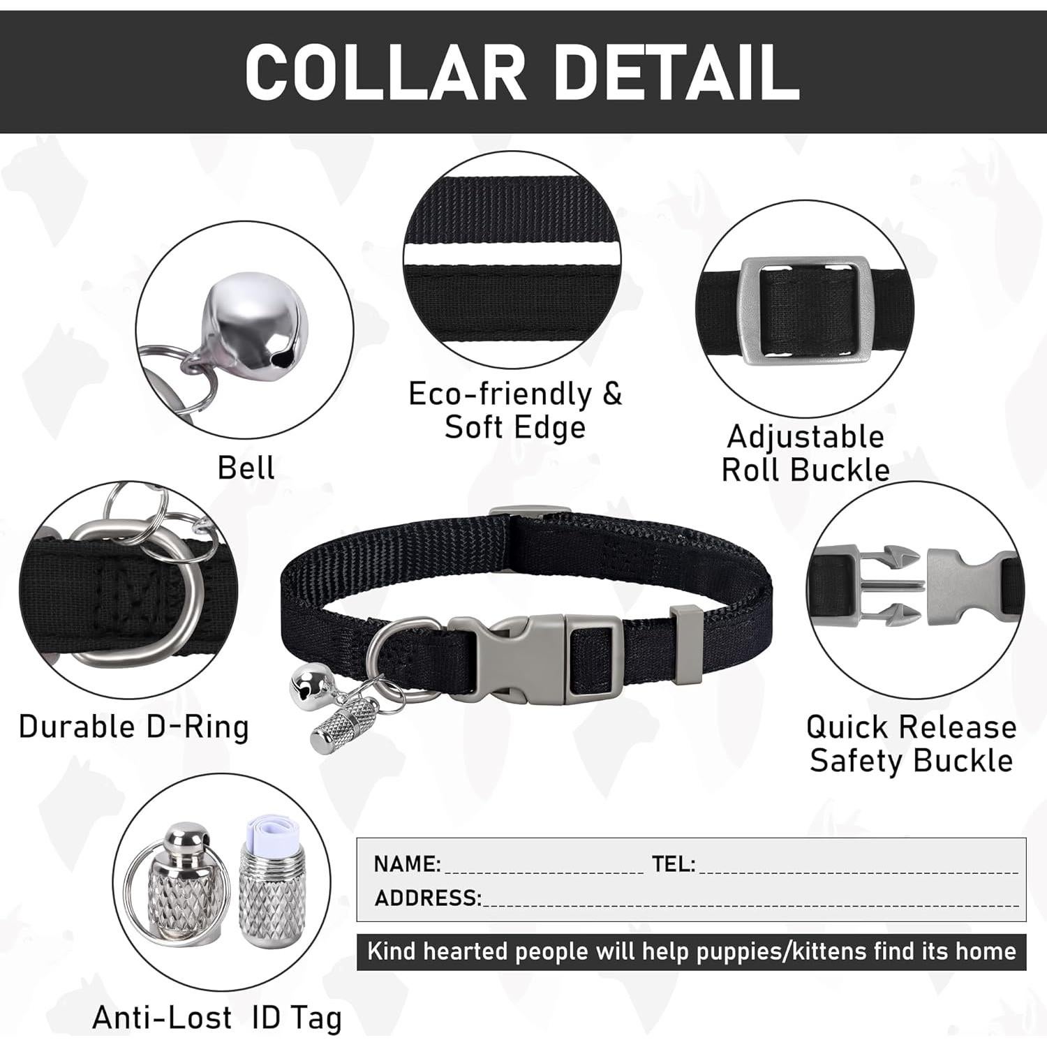 Conjunto Arnés, Collar y Correa para Perros GAMUDA Negro XS