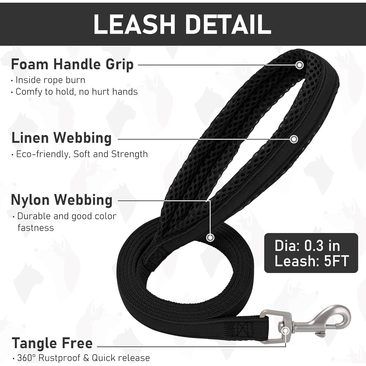 Conjunto Arnés, Collar y Correa para Perros GAMUDA Negro XS