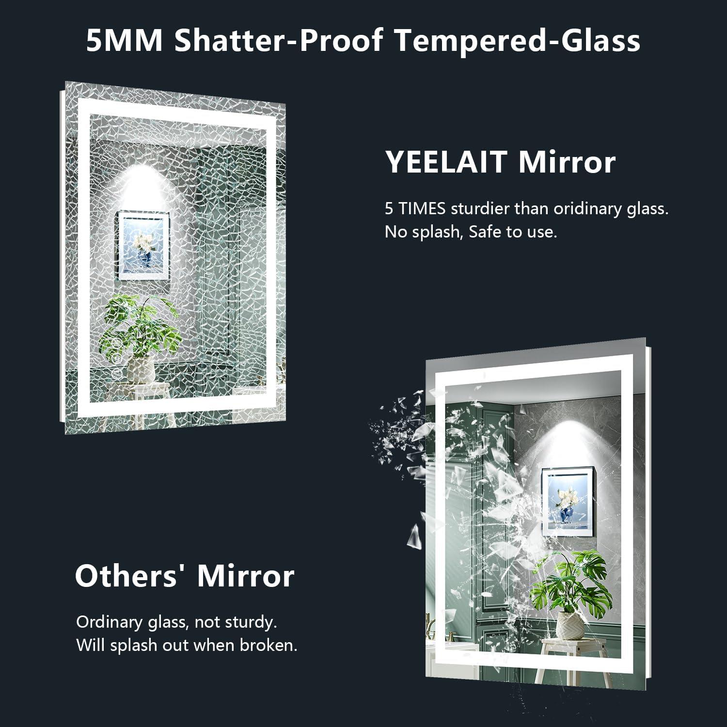 Espejo de Baño LED Yeelait 61x76cm Antivaho con Luz Regulable