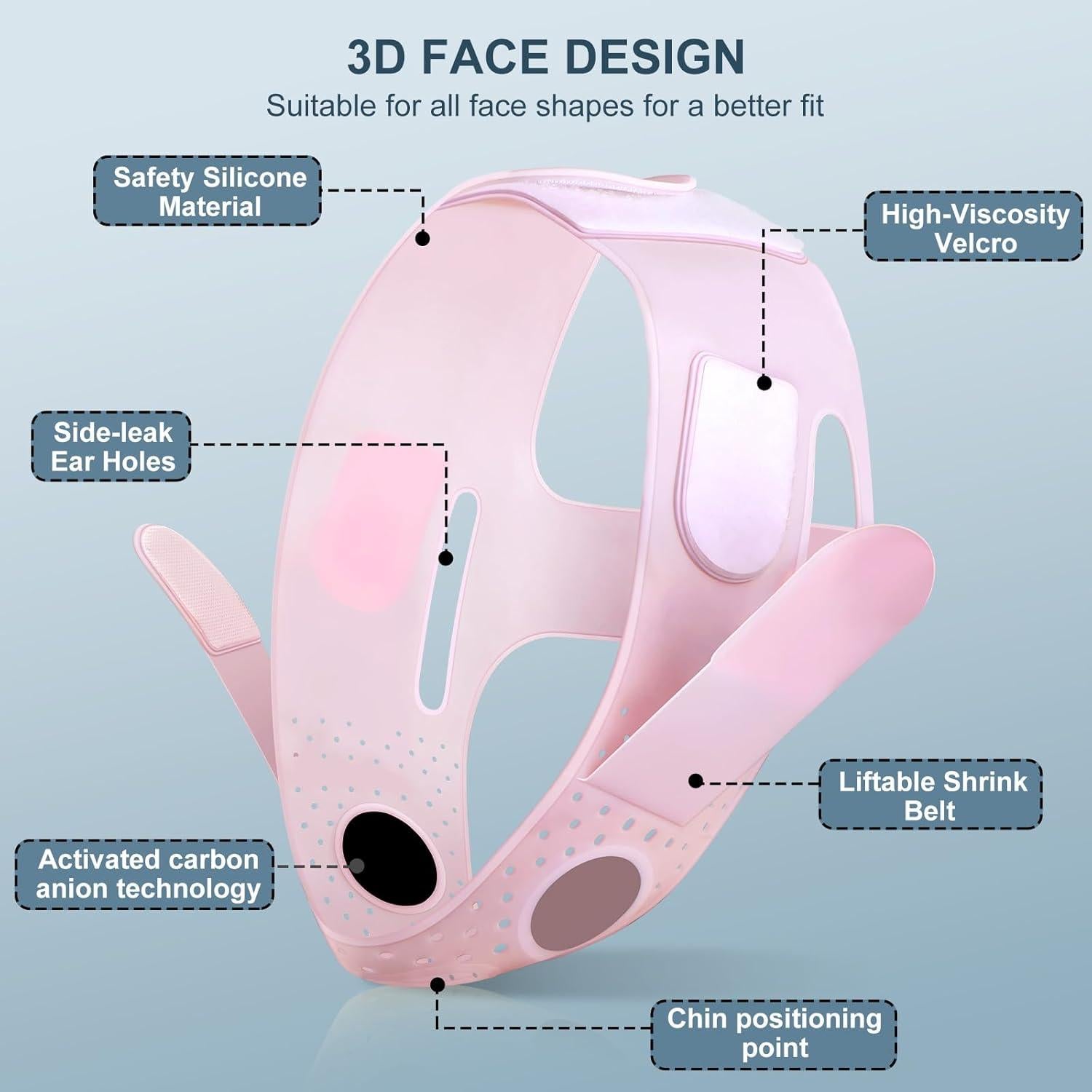 Máscara V-Line JUSRON de Silicona Suave para Doble Mentón