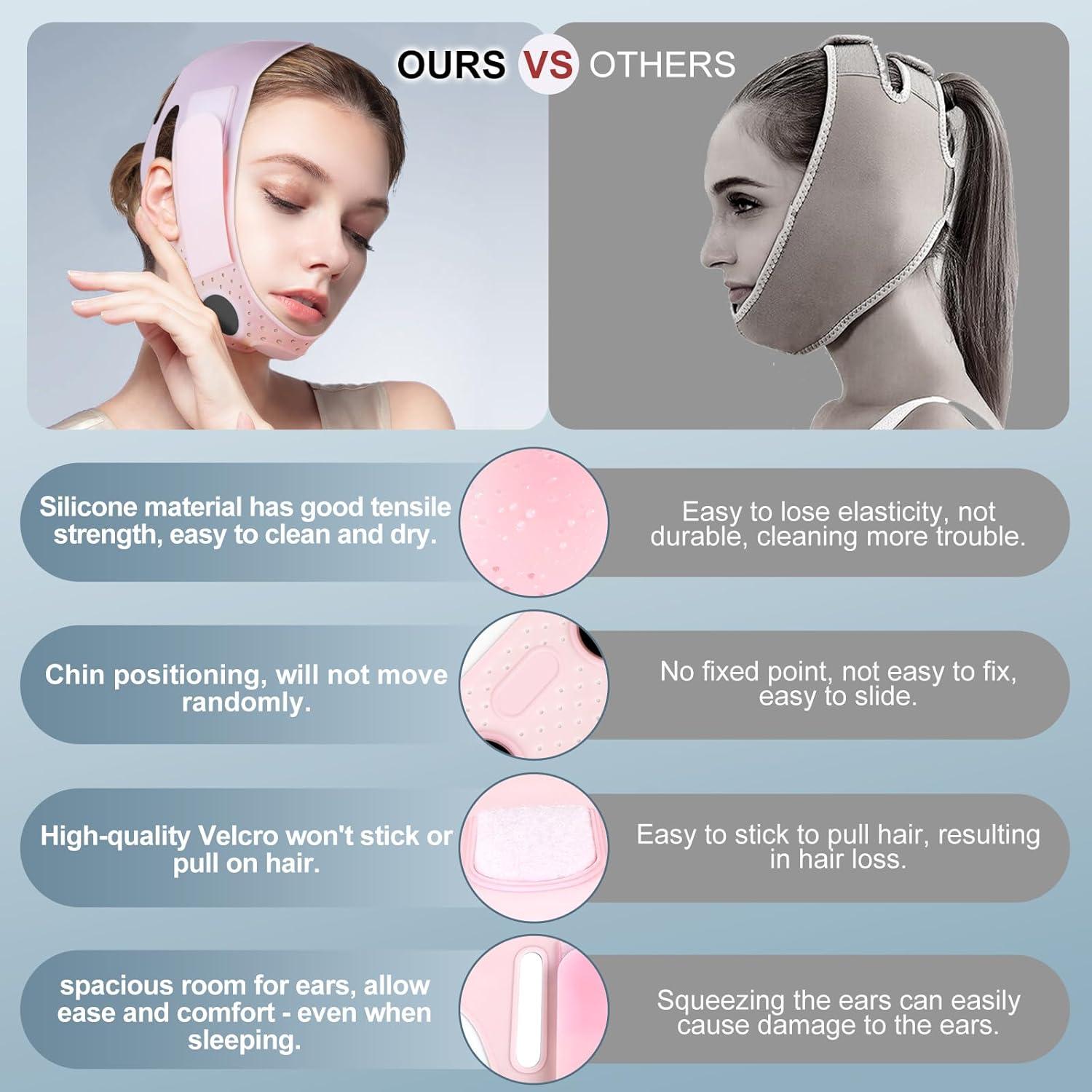 Máscara V-Line JUSRON de Silicona Suave para Doble Mentón