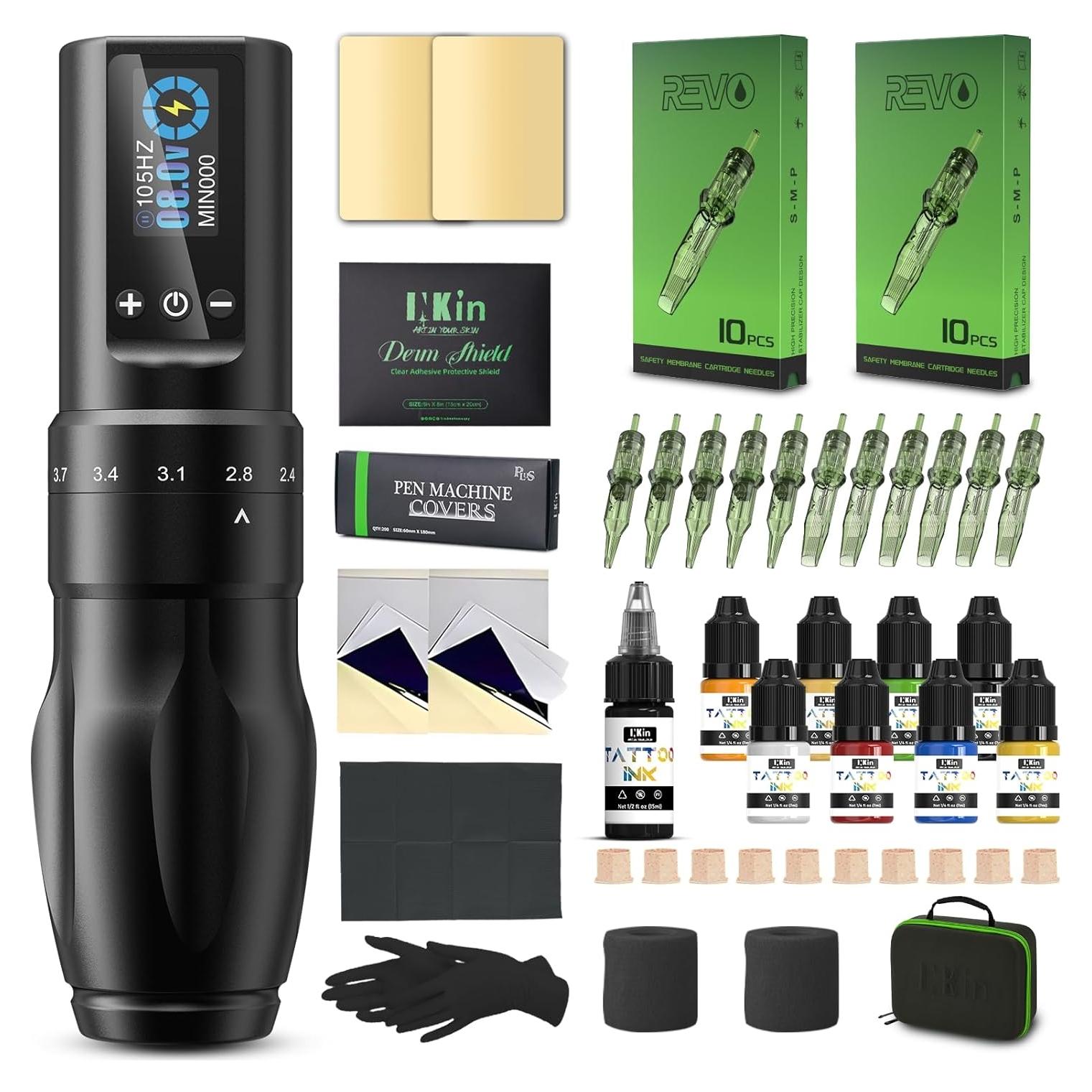 Kit de Tatuaje INKin Completo para Principiantes - Máquina Inalámbrica 1600mAh