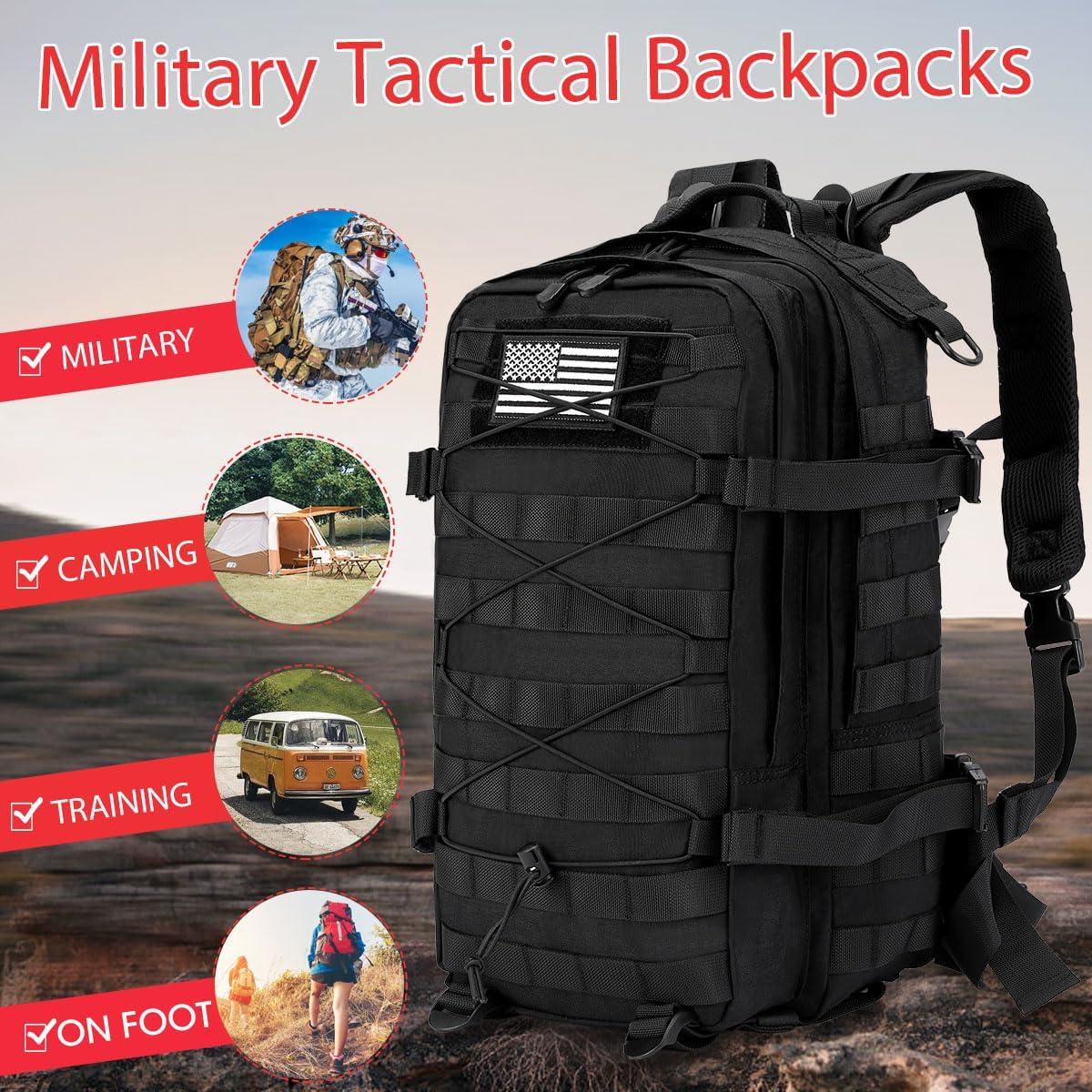 Mochila Táctica Militar Impermeable 40L Negra - Asalto Molle