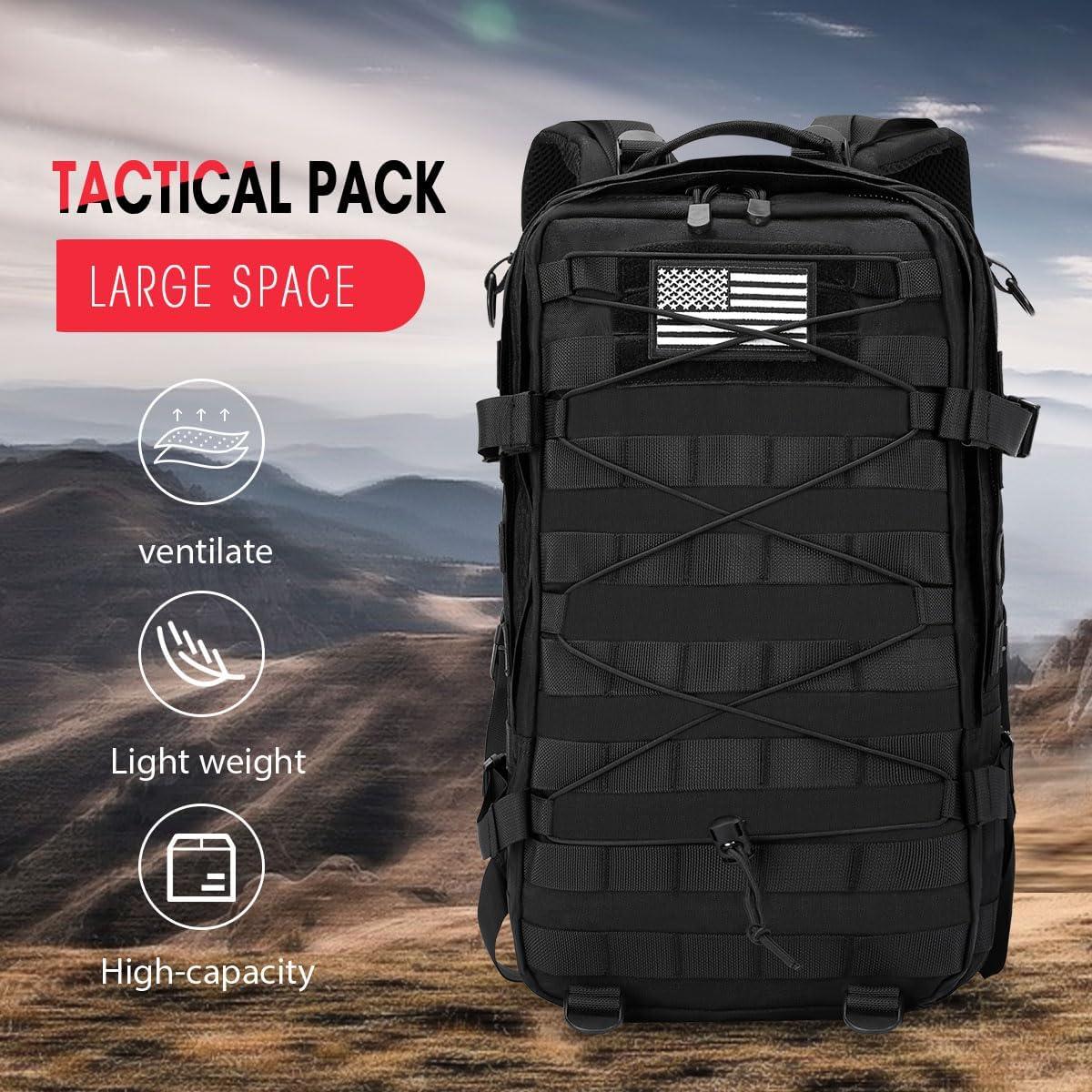 Mochila Táctica Militar Impermeable 40L Negra - Asalto Molle