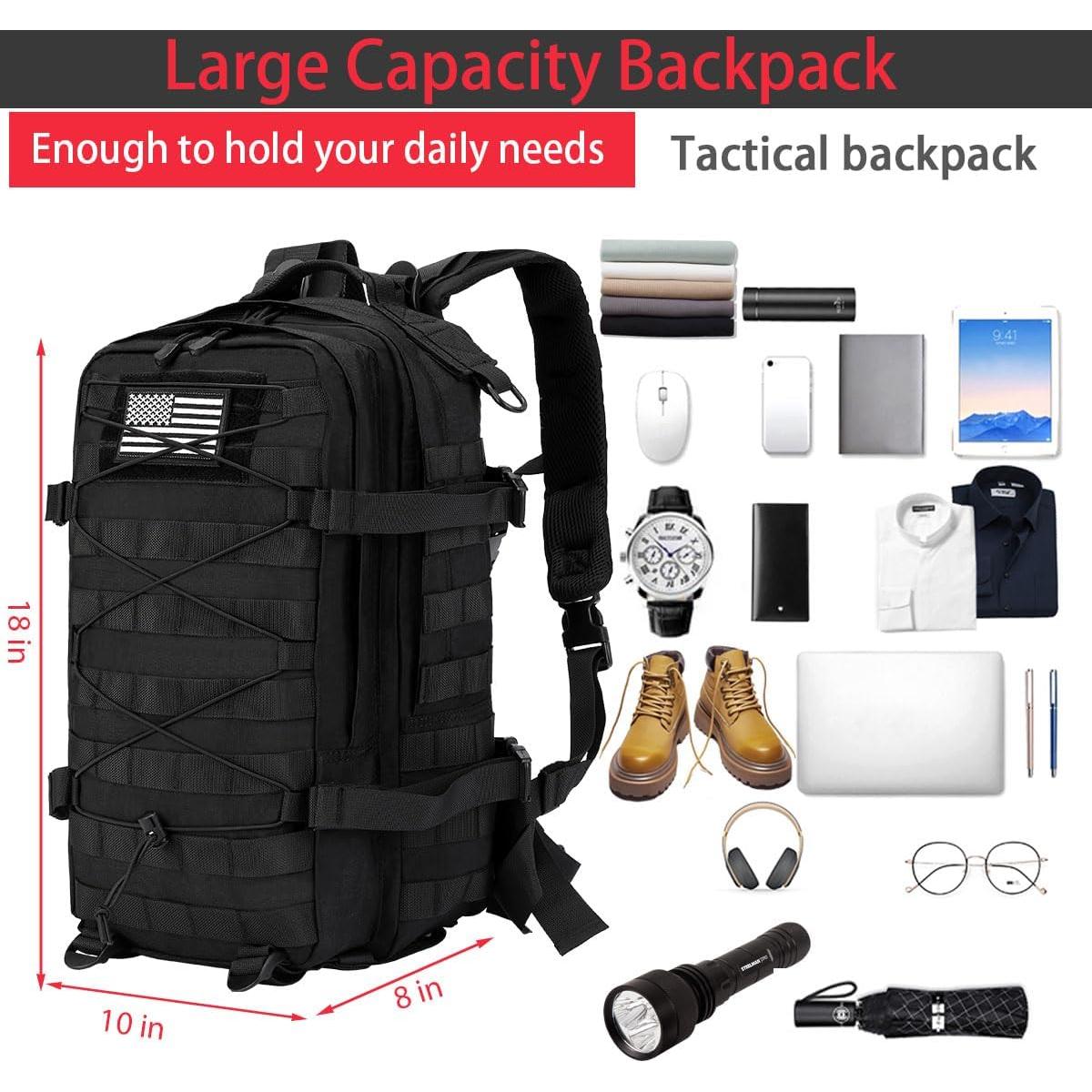 Mochila Táctica Militar Impermeable 40L Negra - Asalto Molle