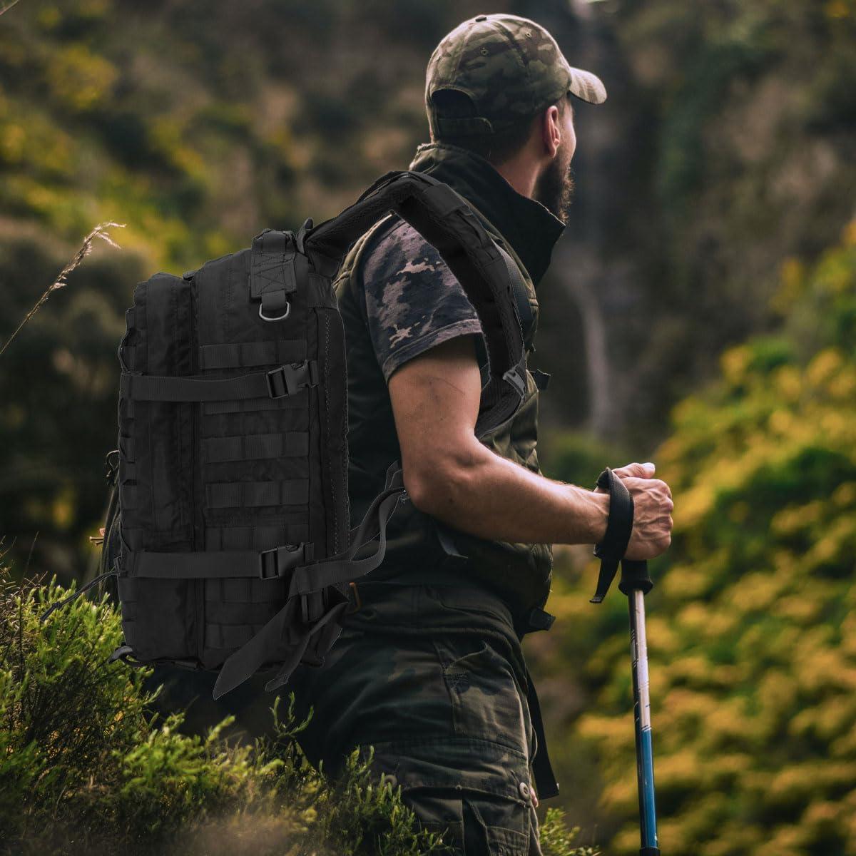 Mochila Táctica Militar Impermeable 40L Negra - Asalto Molle