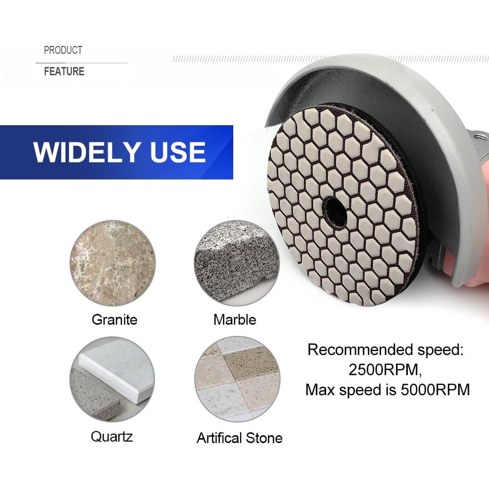 Almohadillas de Pulido Diamante Secas SHDIATOOL 100mm Grit 50 - 7 Pcs