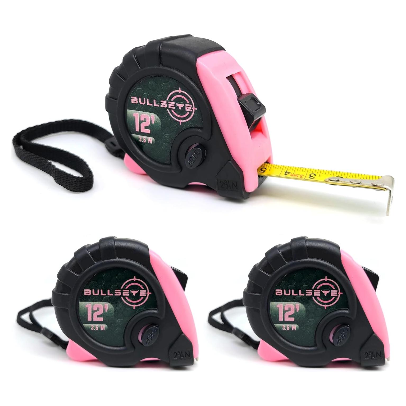 Cinta Métrica Bullseye 3-Pack Rosa 3.6m Retráctil Compacta