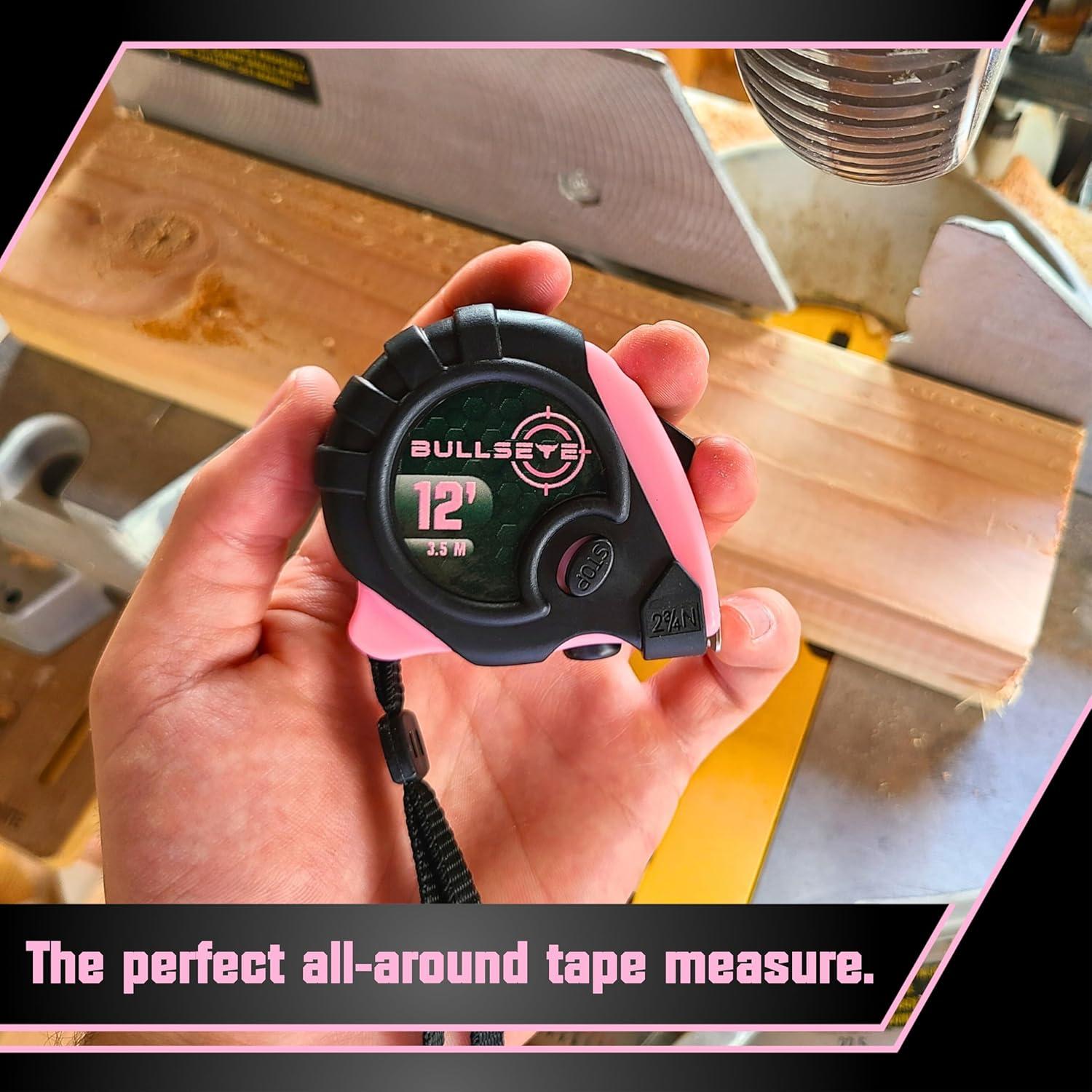 Cinta Métrica Bullseye 3-Pack Rosa 3.6m Retráctil Compacta