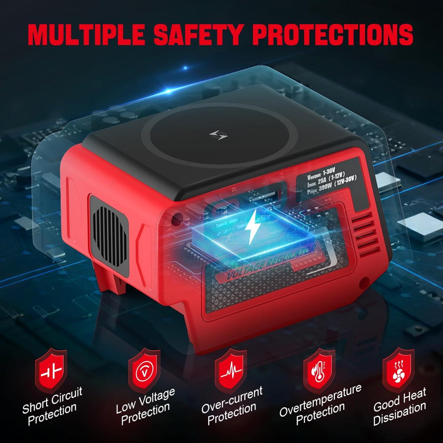 Regulador de Voltaje Vortlink 300W 1-30V para Batería Milwaukee