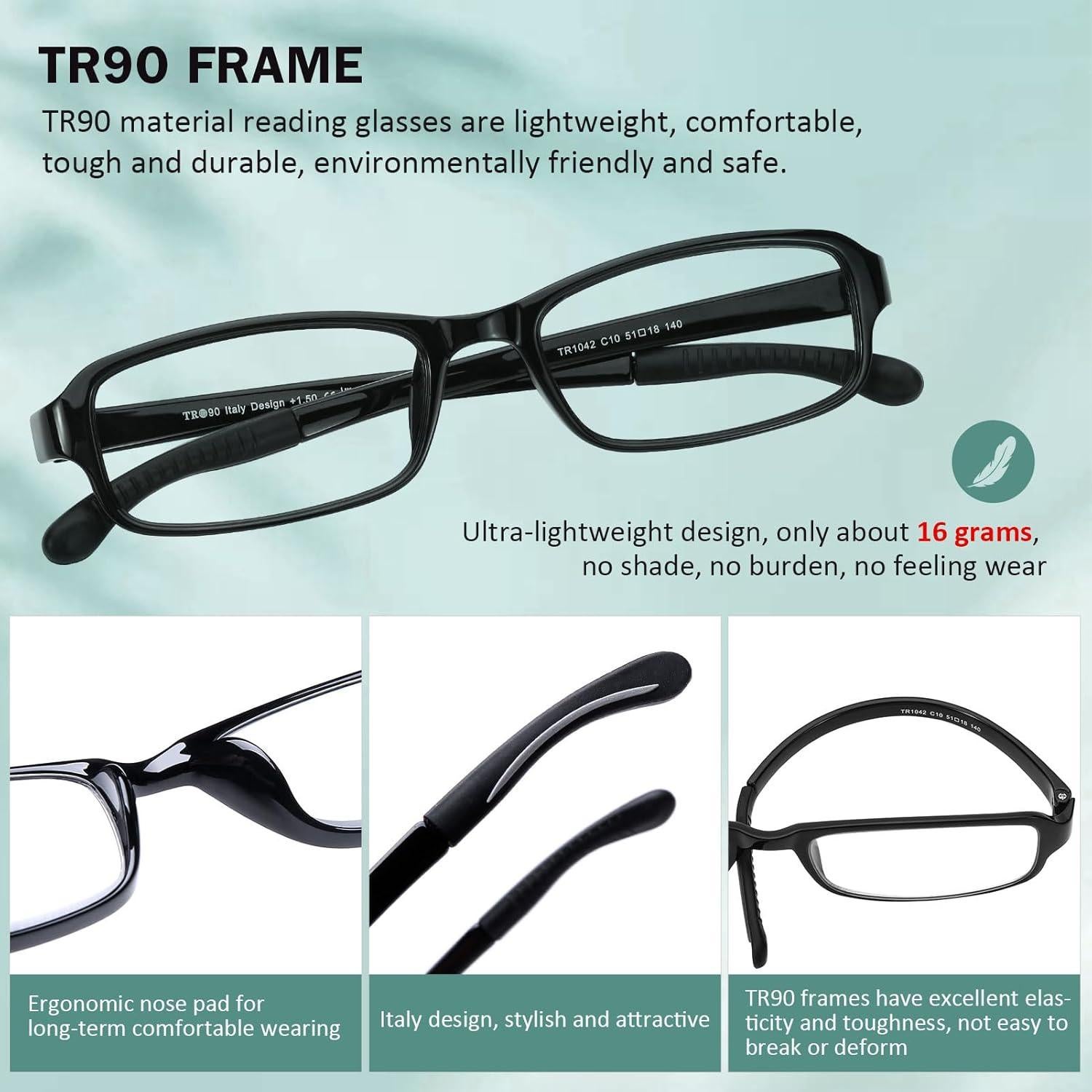 Gafas de Lectura DOOViC TR90 Unisex 2 Paquete Bloqueo Luz Azul