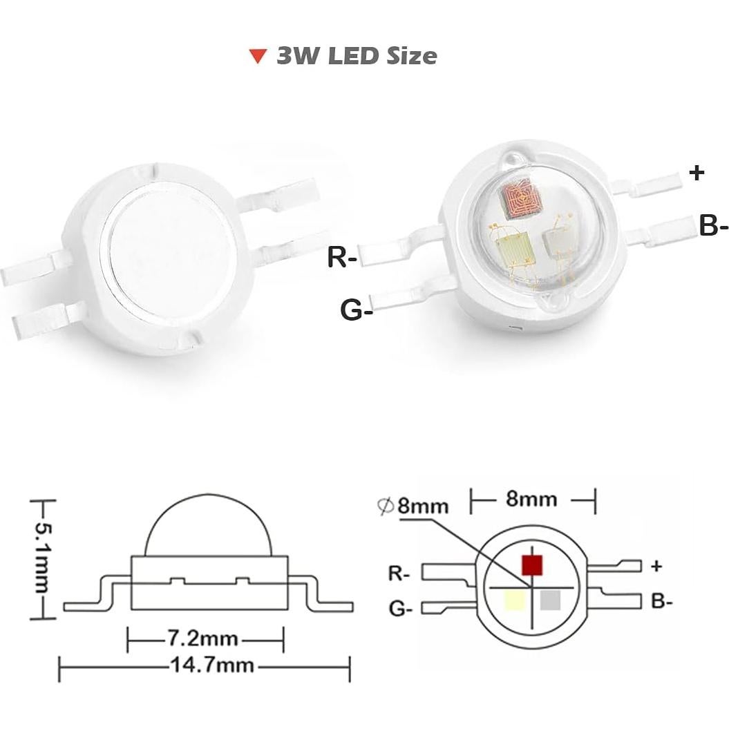 Chip LED RGB 3W Chanzon 10pcs 600mA 50-90LM SMD COB