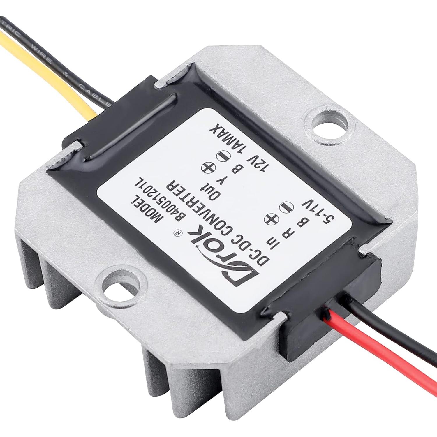 Convertidor Elevador DC 5V a 12V DROK 1A 12W Impermeable