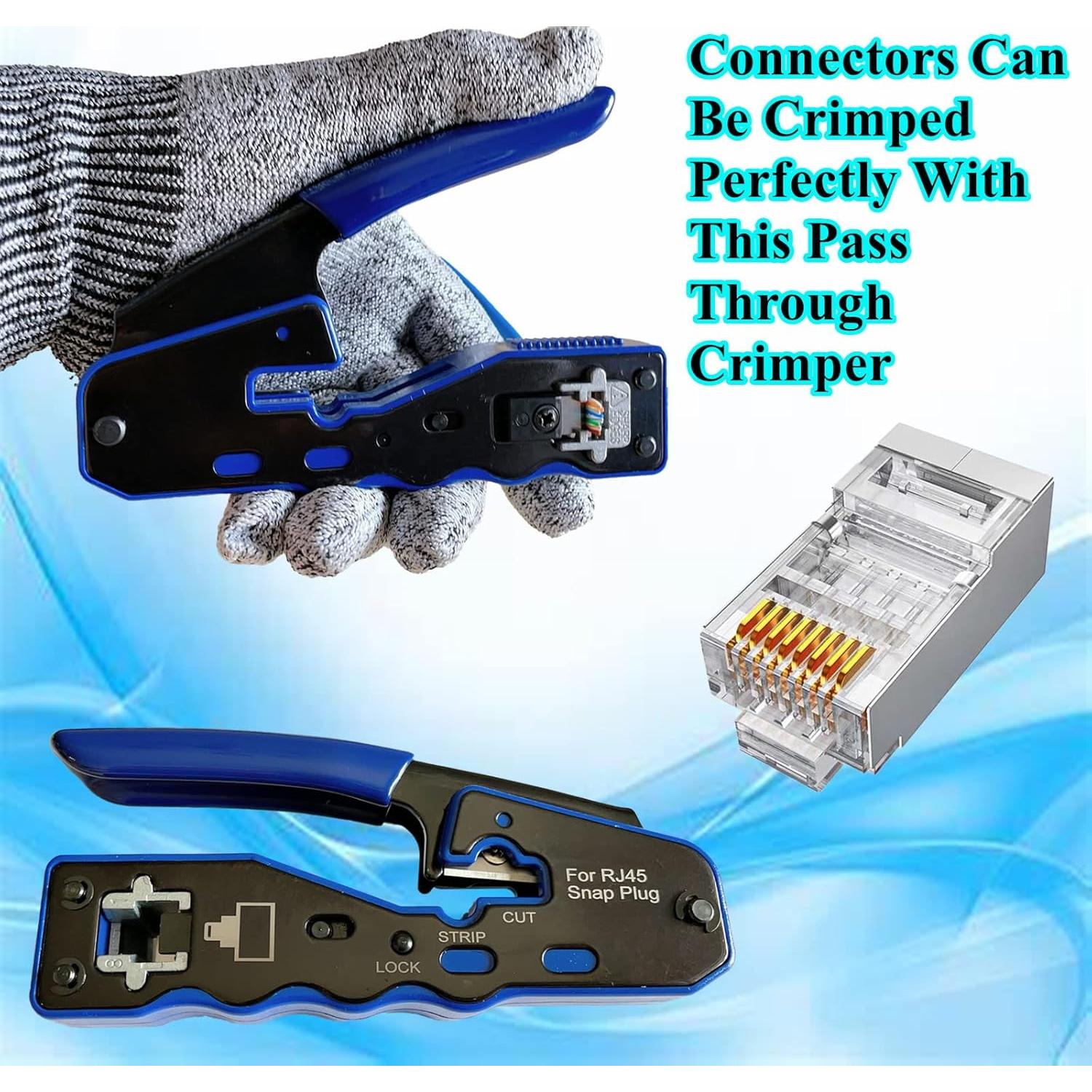 Paquete de 100 Conectores RJ45 Passthrough Blindados Cat6 1.2mm