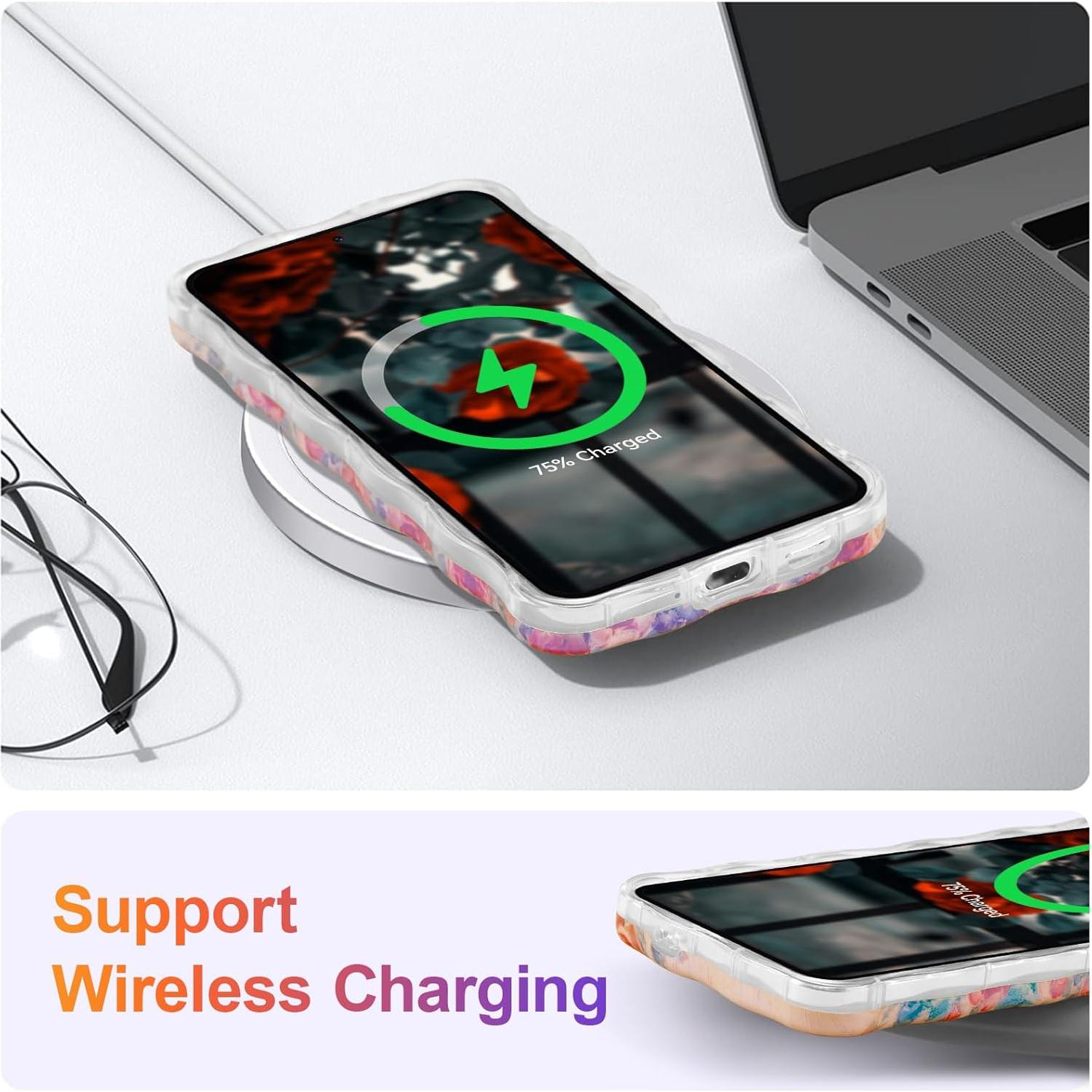 Funda EYZUTAK para Samsung Galaxy S24 - TPU Beige con Flores