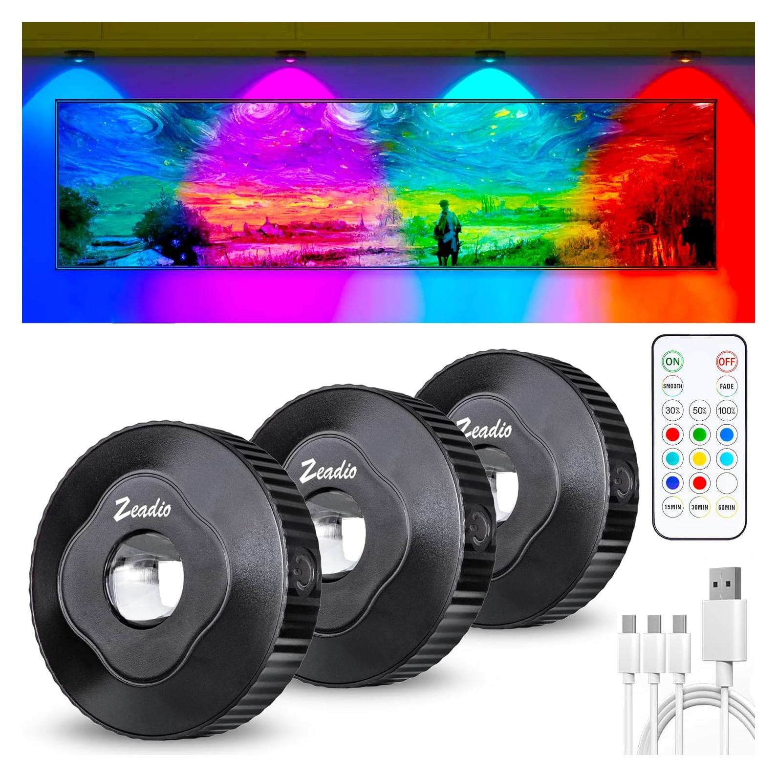 Luces LED Puck Zeadio con Control Remoto - Paquete de 3